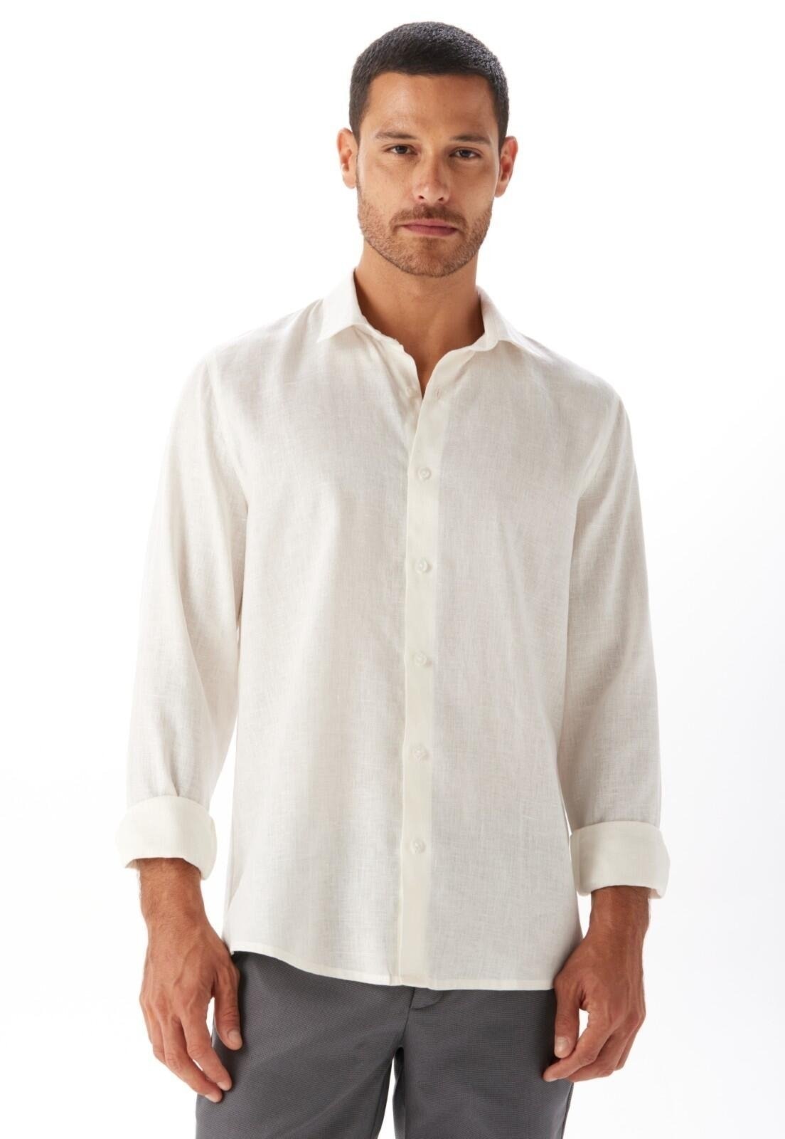 Imagem principal Camisa Slim de Linho Puro Traymon - OFF WHITE - XGG Traymon off-white white