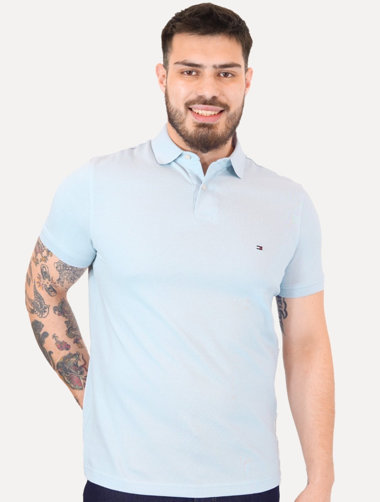 Imagem principal Polo Tommy Hilfiger Masculina Regular Piquet 1985 Céu Tommy Hilfiger azul