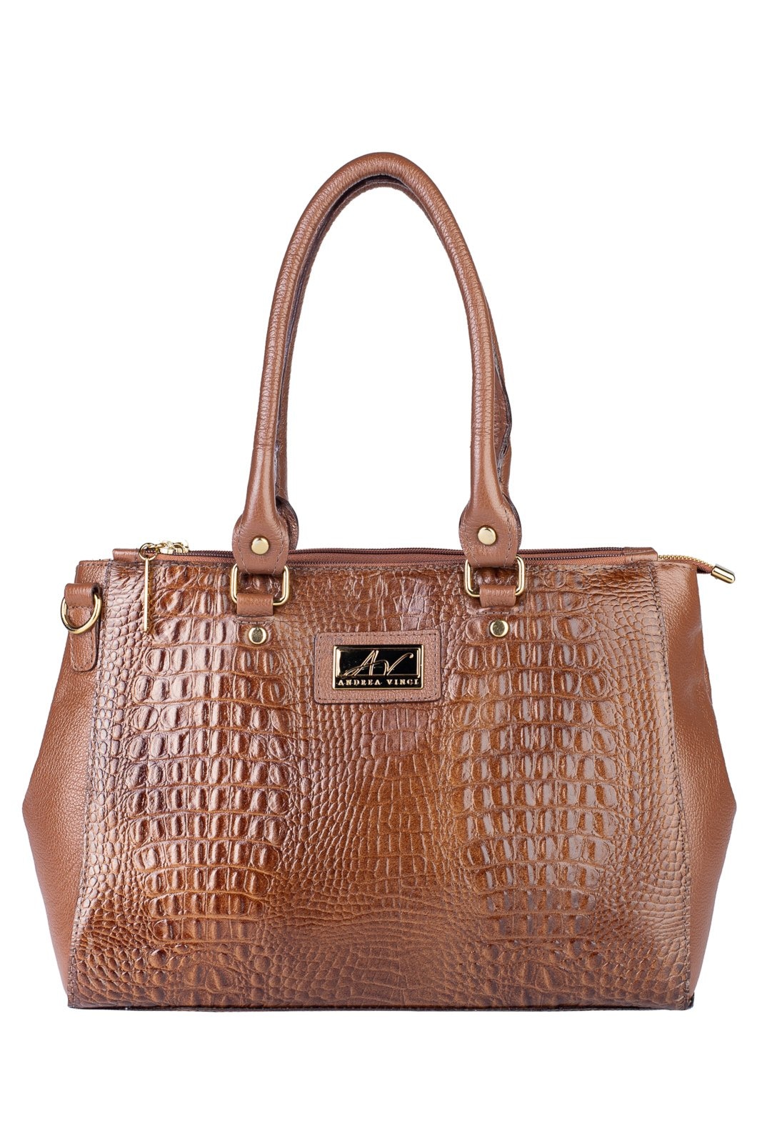 Imagem principal Bolsa de couro croco grande com divisórias Toffee - Whisky Andrea Vinci vermelho