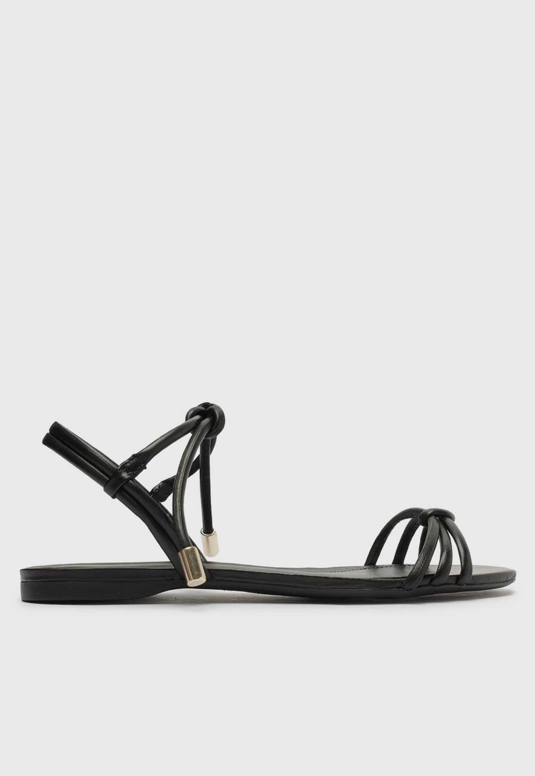 Imagem principal Sandália Rasteira Arezzo Tiras Nó Preta Arezzo preto