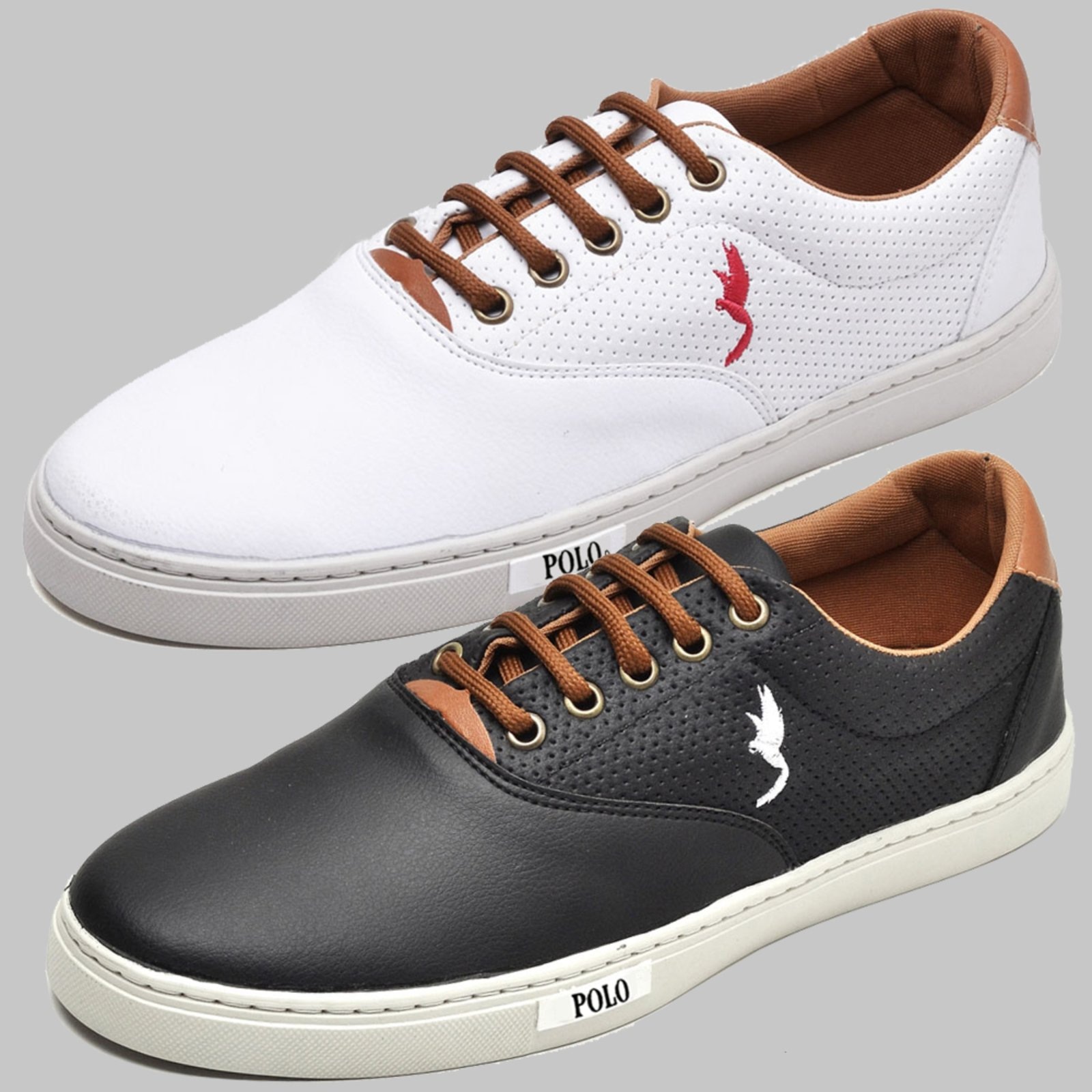 Imagem principal Kit 2 Pares Sapatênis Masculino Casual Polo Blu Branco/Preto Polo Blu preto blu