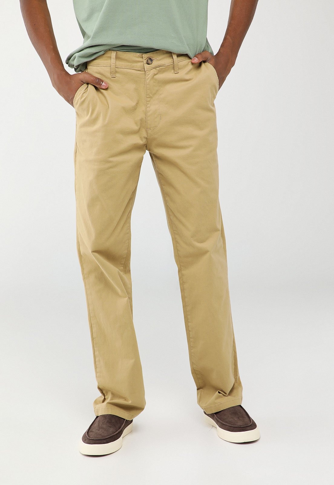 Imagem principal Calça Masculina Dudalina Alfaiataria Righ Caqui Dudalina bege caqui