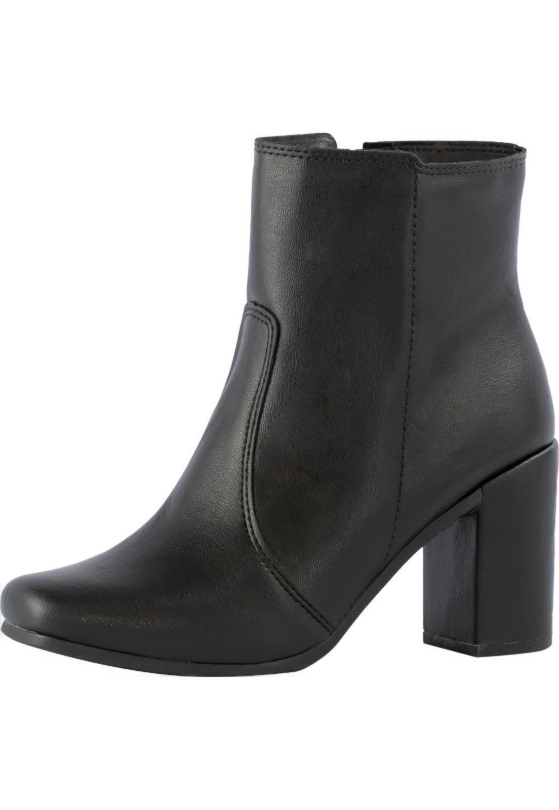 Imagem principal Bota Feminina Bico Quadrado Lumiss Salto Alto Grosso Coturno Cano Médio Confortável Zíper LUMISS preto