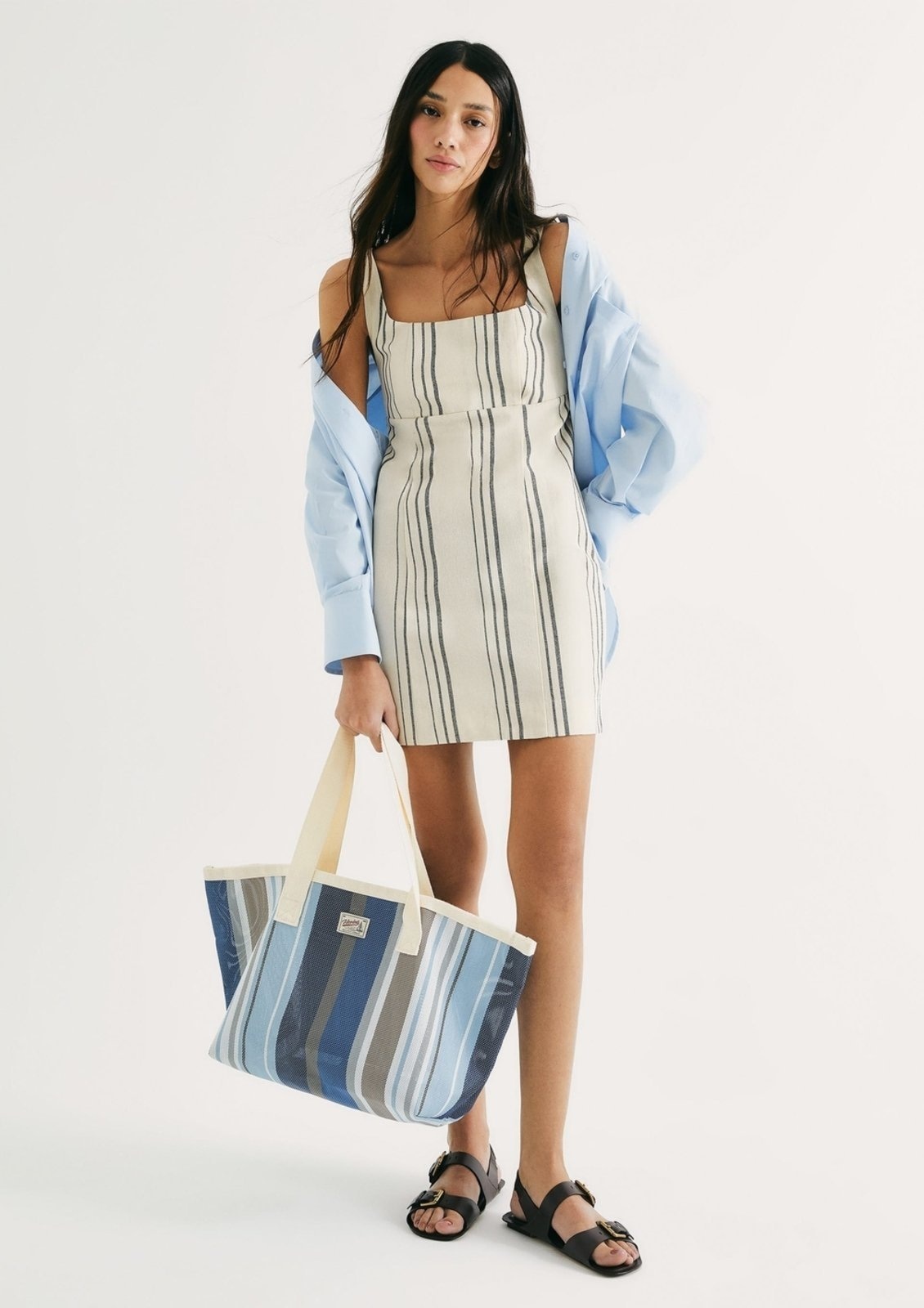 Imagem principal Vestido Listrado De Linho Hering azul