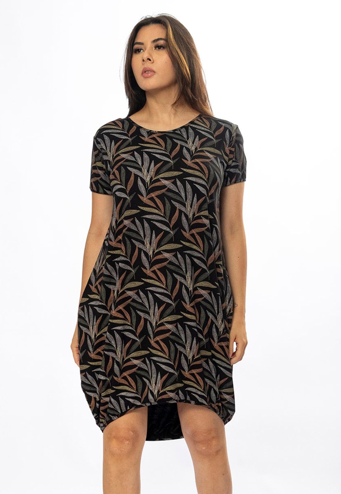 Imagem principal Vestido Curto Cabanafree Malha Amplo Always Estampa Folhagem Cabanafree estampado/off-white