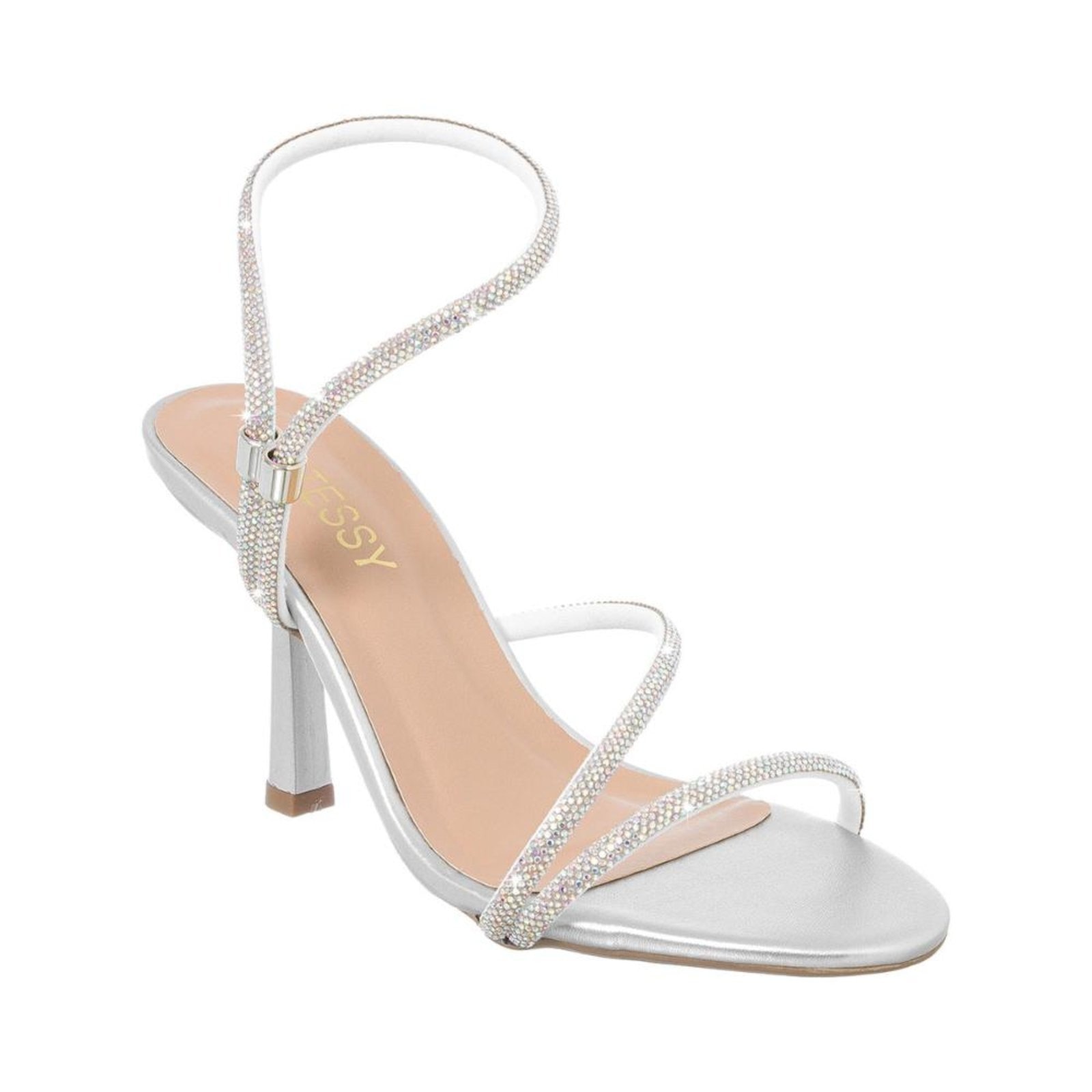 Imagem principal Sandália Feminina Strass Salto Alto Fino Elegante Festa Moda Stessy Shoes prata