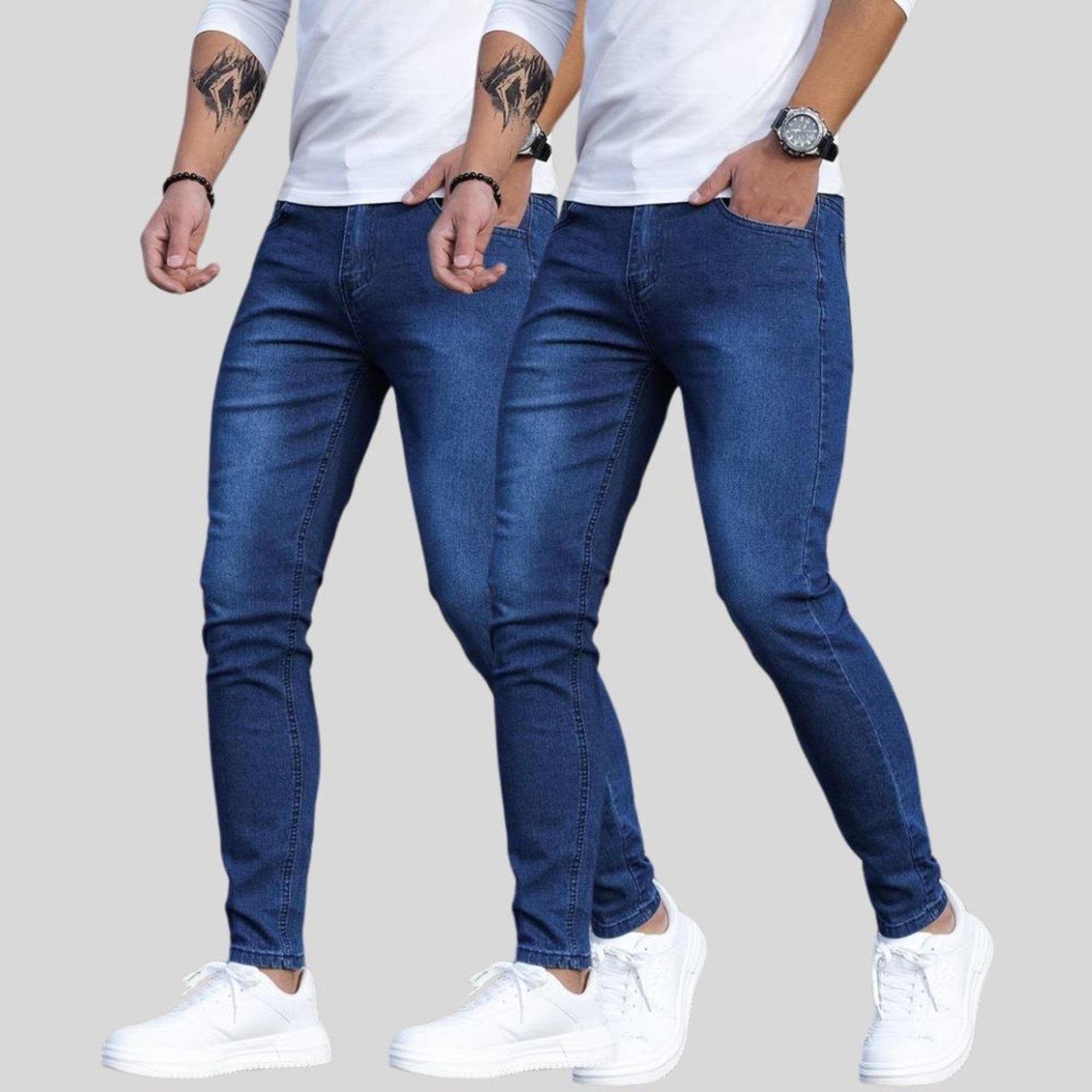 Imagem principal Kit 2 Calça Jeans Skinny Masculina Tex Jeans com Elastano Super Confortável Escuro TEX JEANS azul