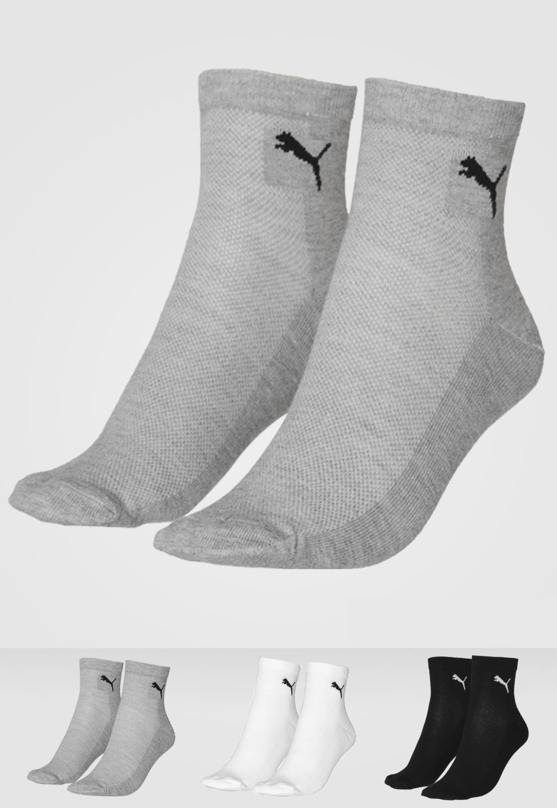 Imagem principal Kit 3pçs Meia Puma Logo Preta Puma preto