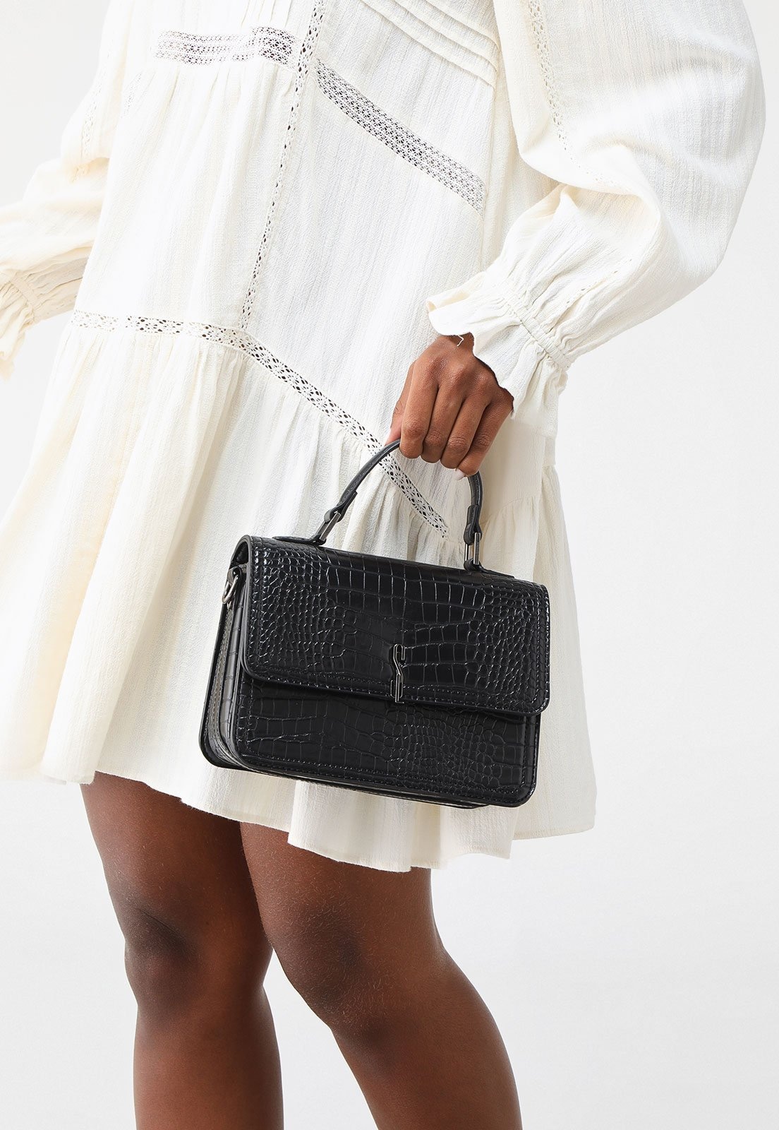 Imagem principal Bolsa Tiracolo Santa Lolla Croco Preta Santa Lolla preto