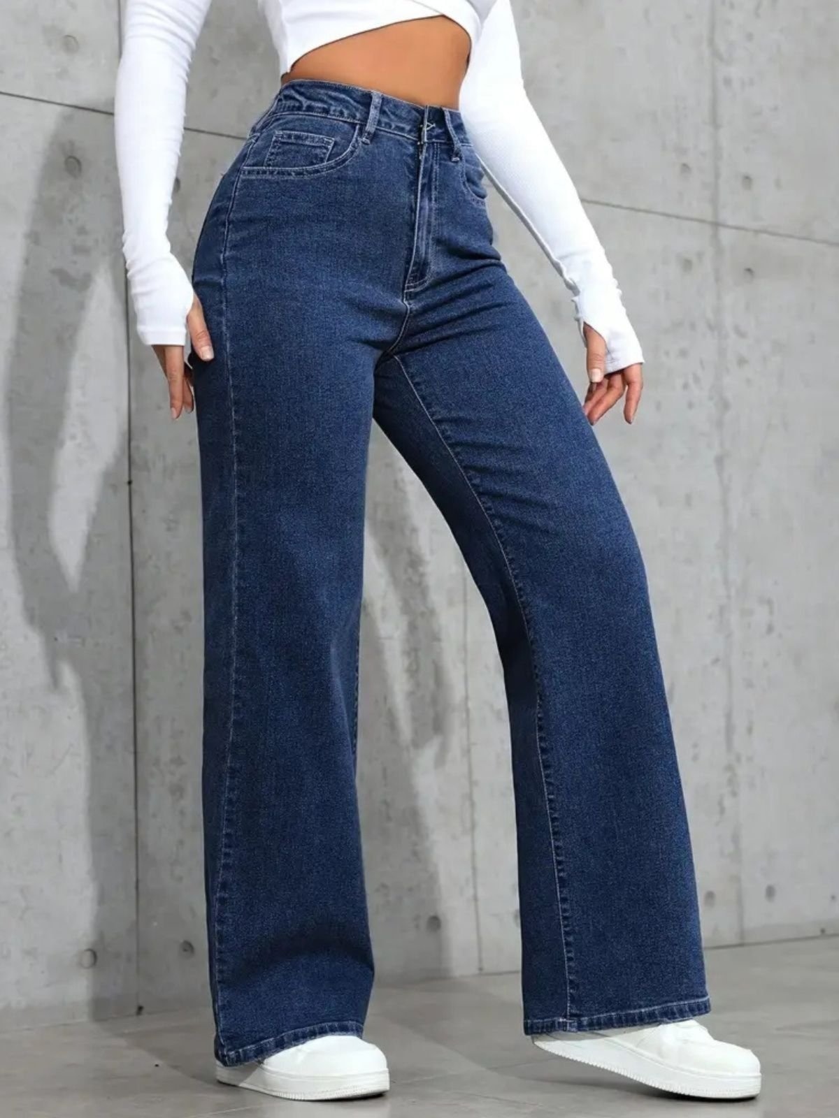 Imagem principal Calça Jeans Wide Leg Feminina Safira Moda Pantalona Escuro Safira Moda azul
