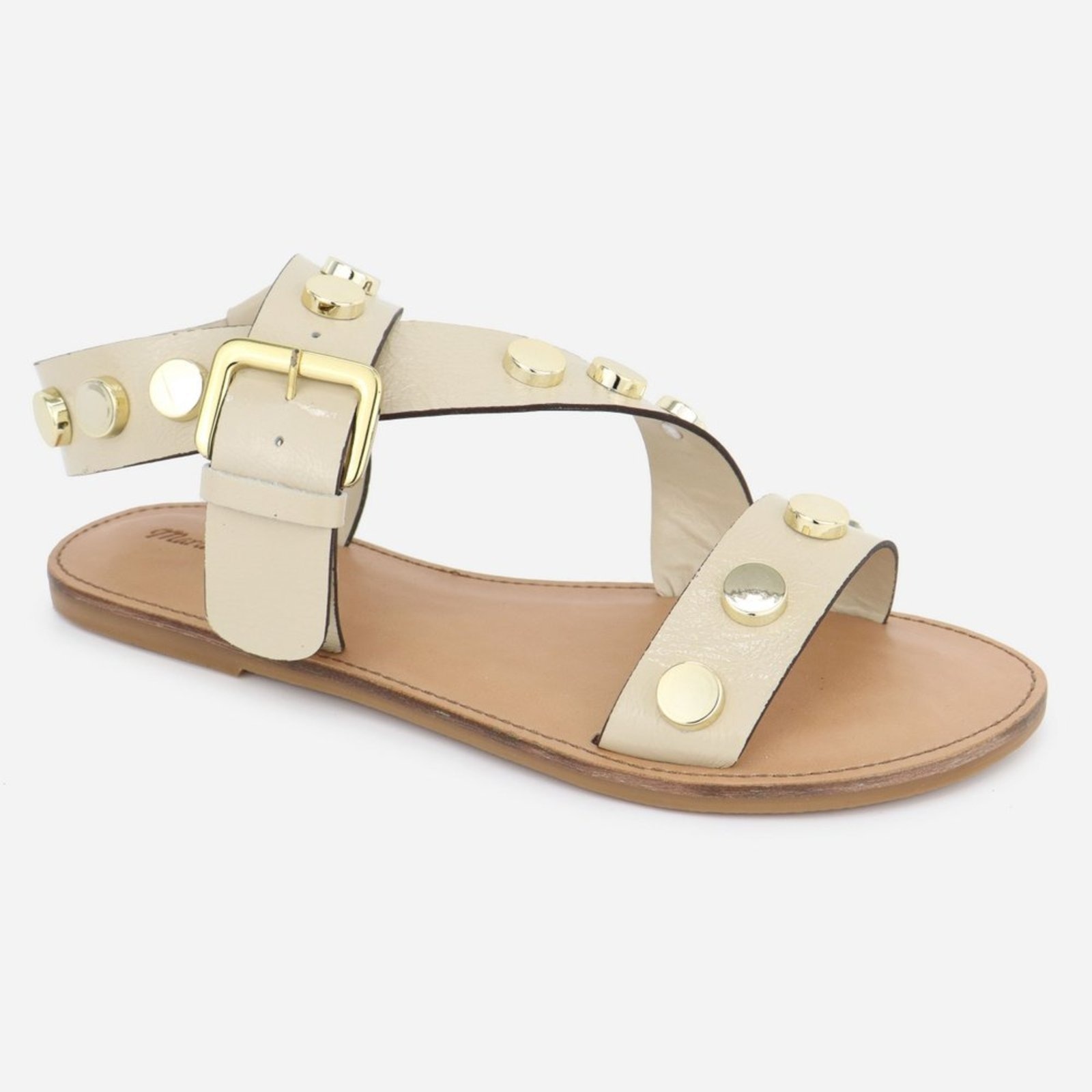 Imagem principal Sandália Rasteira Couro Maria Paula Fechamento Tornozelo Off White MARIA PAULA off-white white