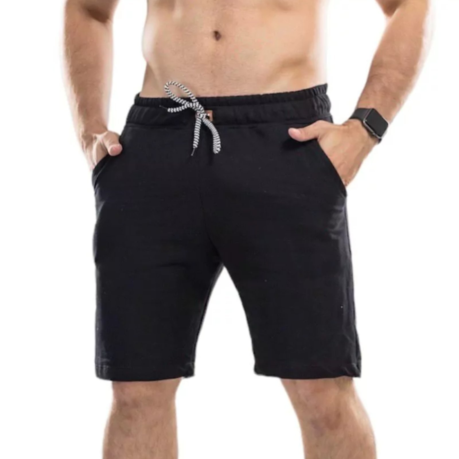 Imagem principal Bermuda Masculina de Moletom Premium Casual Esportiva Multiuso Academia Treino Rute Paula preto