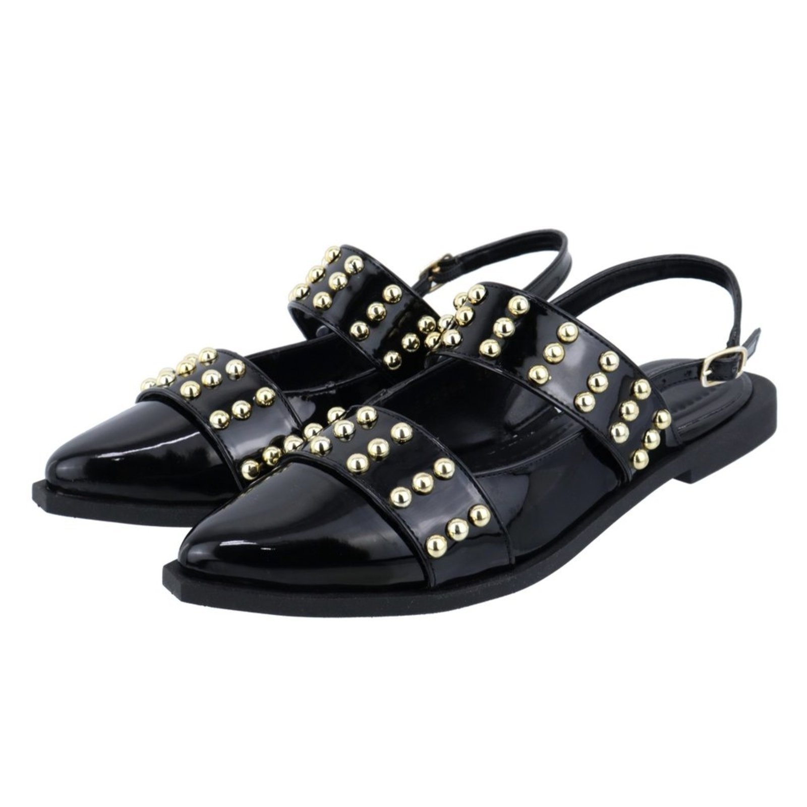 Imagem principal Sapatilha Slingback Rasteira Feminina Detalhe Bolas Dourado 184202 Flor da Pele preto