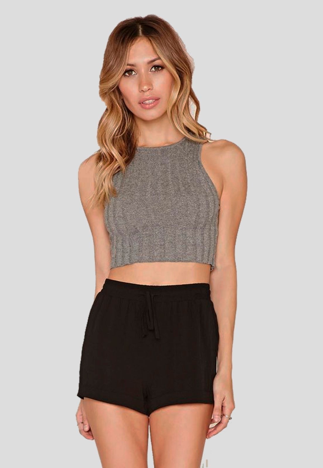 Imagem principal Shortinho Curto Diluxo Soltinho Canelado Diluxo preto