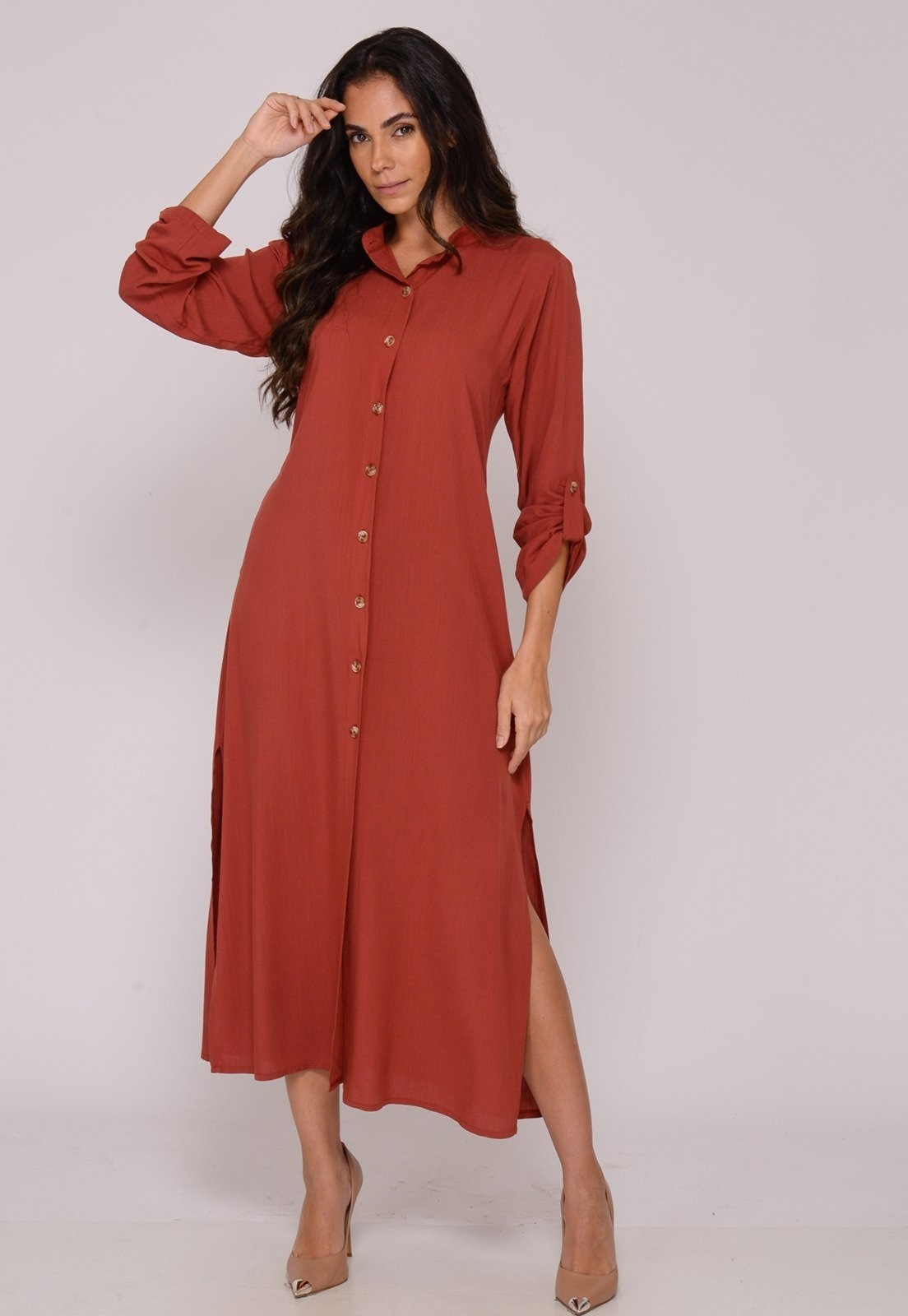 Imagem principal Vestido Chemise Botões M/L B’Bonnie Valentina Terra B'Bonnie vermelho