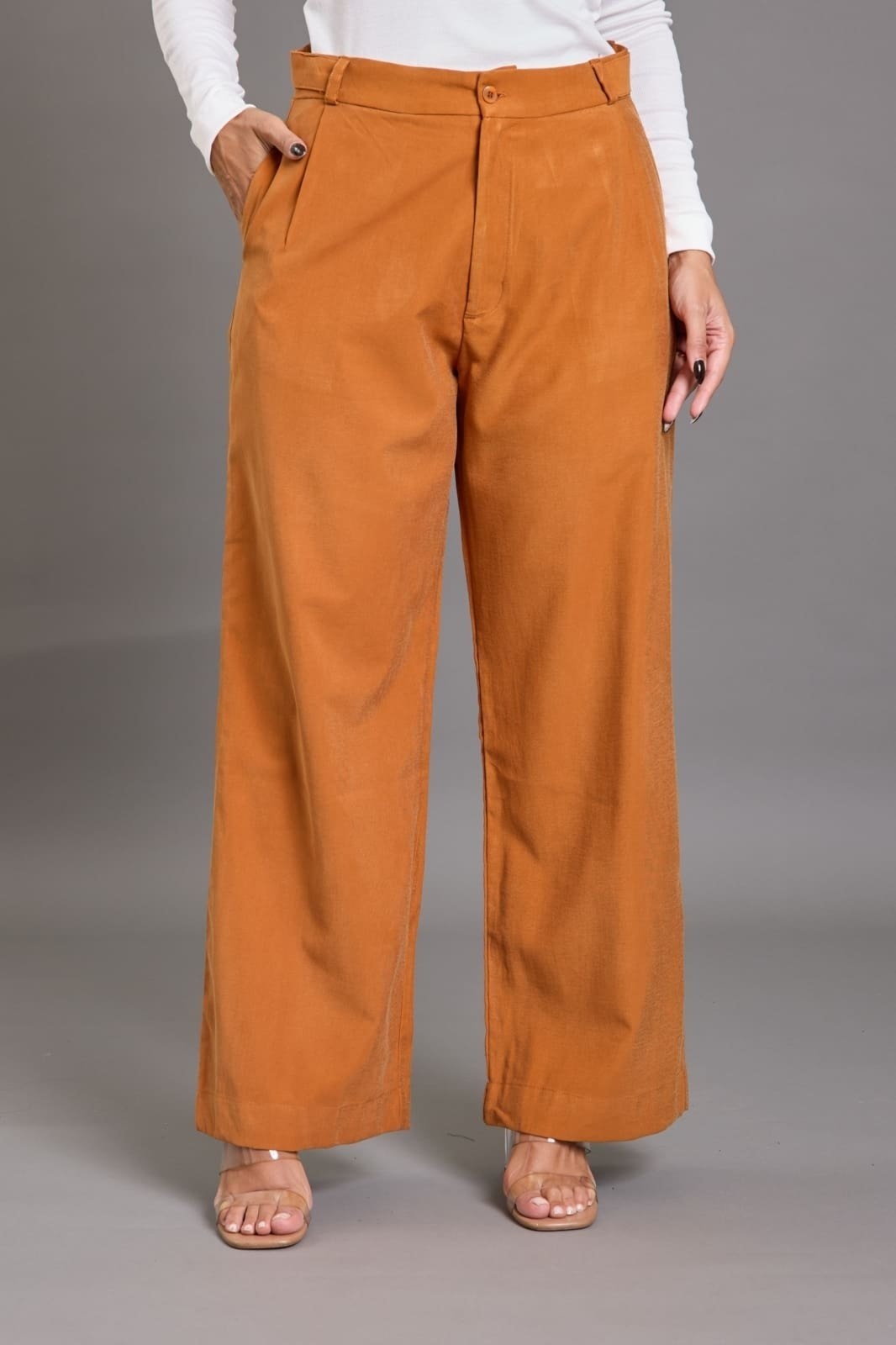 Imagem principal Calça Malha Feminina Pantalona Em Viscose Lemier Collection LEMIER caramelo