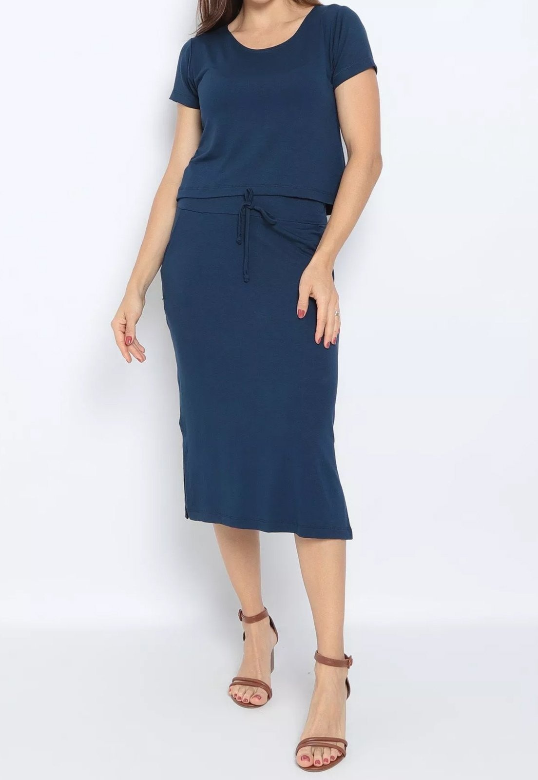 Imagem principal Conjunto Maria Paes Saia e Blusa Marinho Maria Paes azul marinho