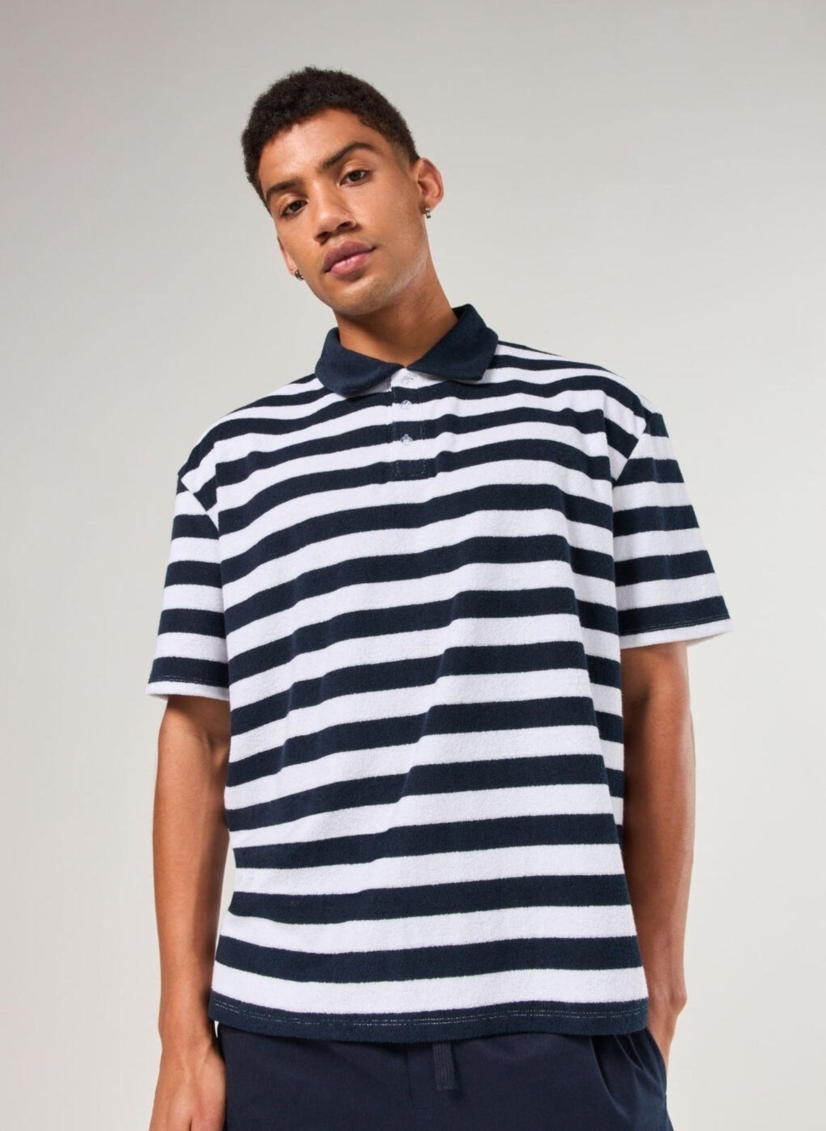 Imagem principal Camiseta Polo Box Atoalhada Listrada Youcom azul marinho