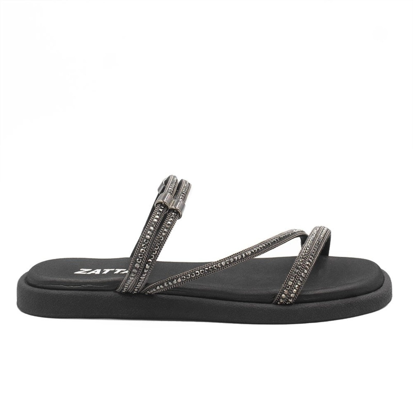 Imagem principal Sandália Zatta Rasteira Feminina Brilho Tania Preta ZATTA preto