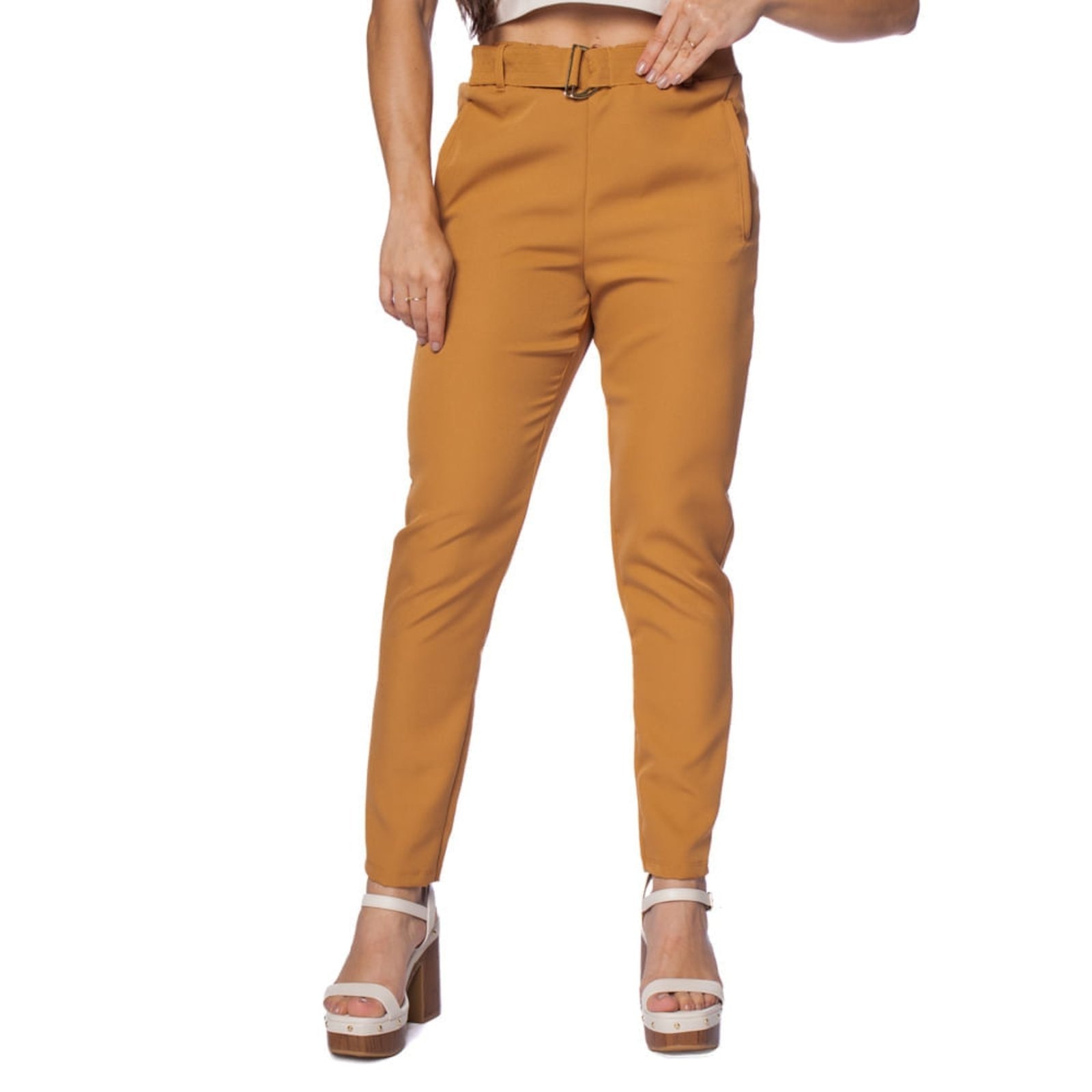 Imagem principal Calça Feminina Olho Fatal Alfaiataria Cintura Alta Caramelo Olho Fatal marrom