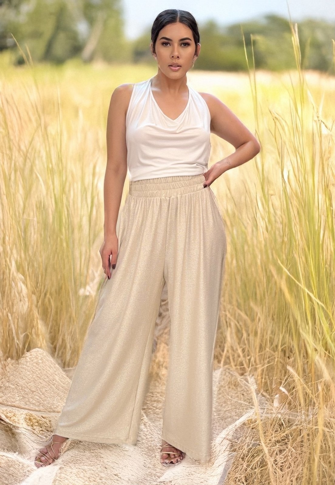 Imagem principal Calça Pantalona Dourada Amazonia Vital dourado