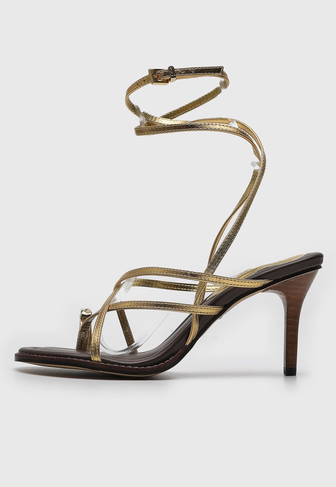 Imagem principal Sandália Feminina Santa Lolla Tiras Metalizadas Salto Fino Dourada Santa Lolla dourado