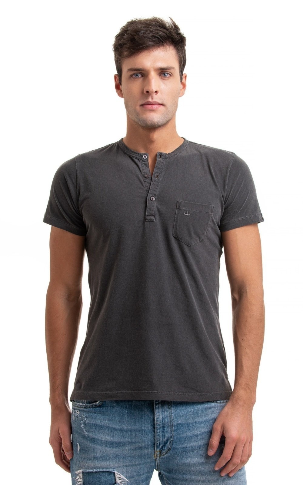 Imagem principal Camiseta Henley Aburguesia Slim Fit Destonado Alfaiataria Burguesia preto