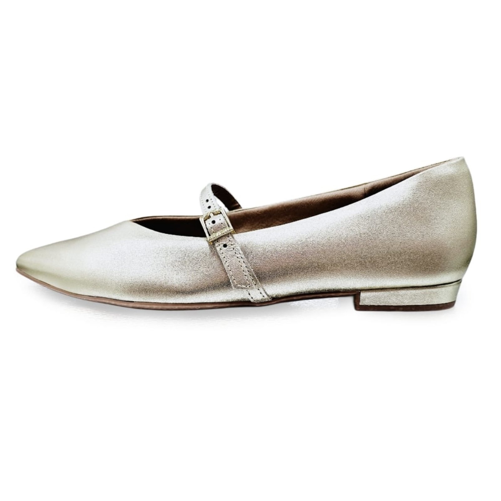 Imagem principal Sapatilha Usaflex Feminina Bico Fino Estilo Boneca Mary Jane Ouro Usaflex dourado