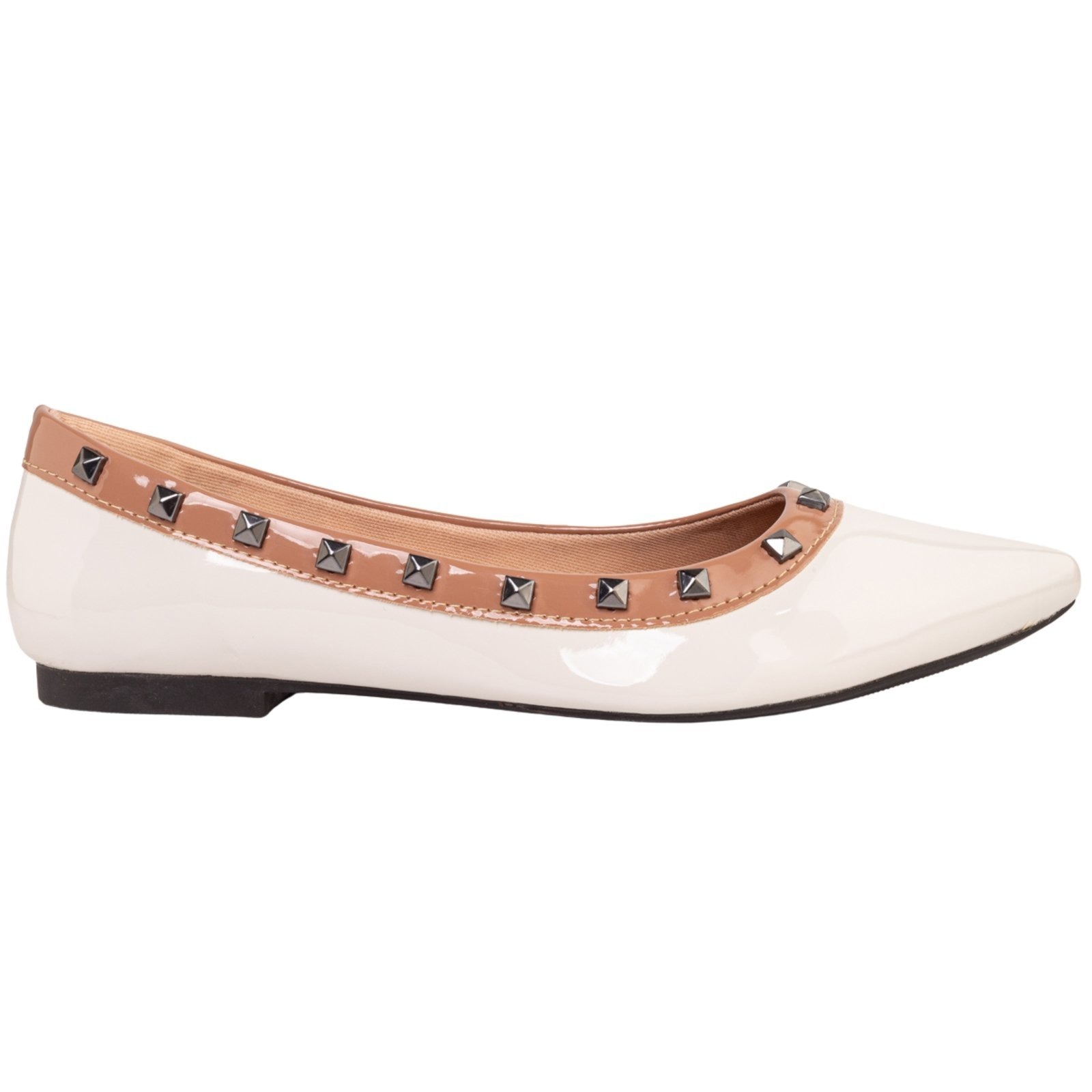 Imagem principal Sapatilha Feminina Bico Fino Casual Flat Pirâmide Confortável Via Angel 16.08 Off White VIA ANGEL off-white white