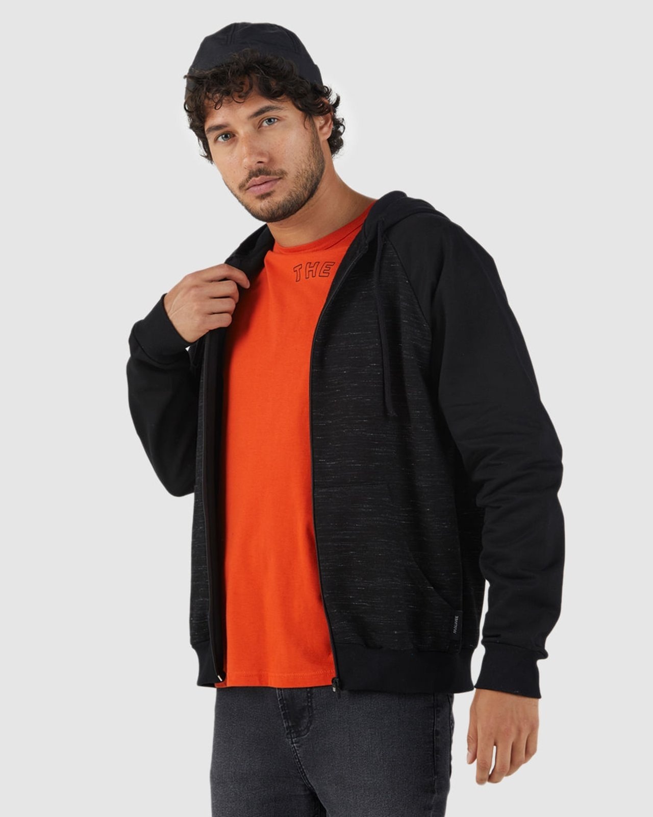 Imagem principal Jaqueta Masculina Manga Raglan Em Moletom Rajado Malwee preto