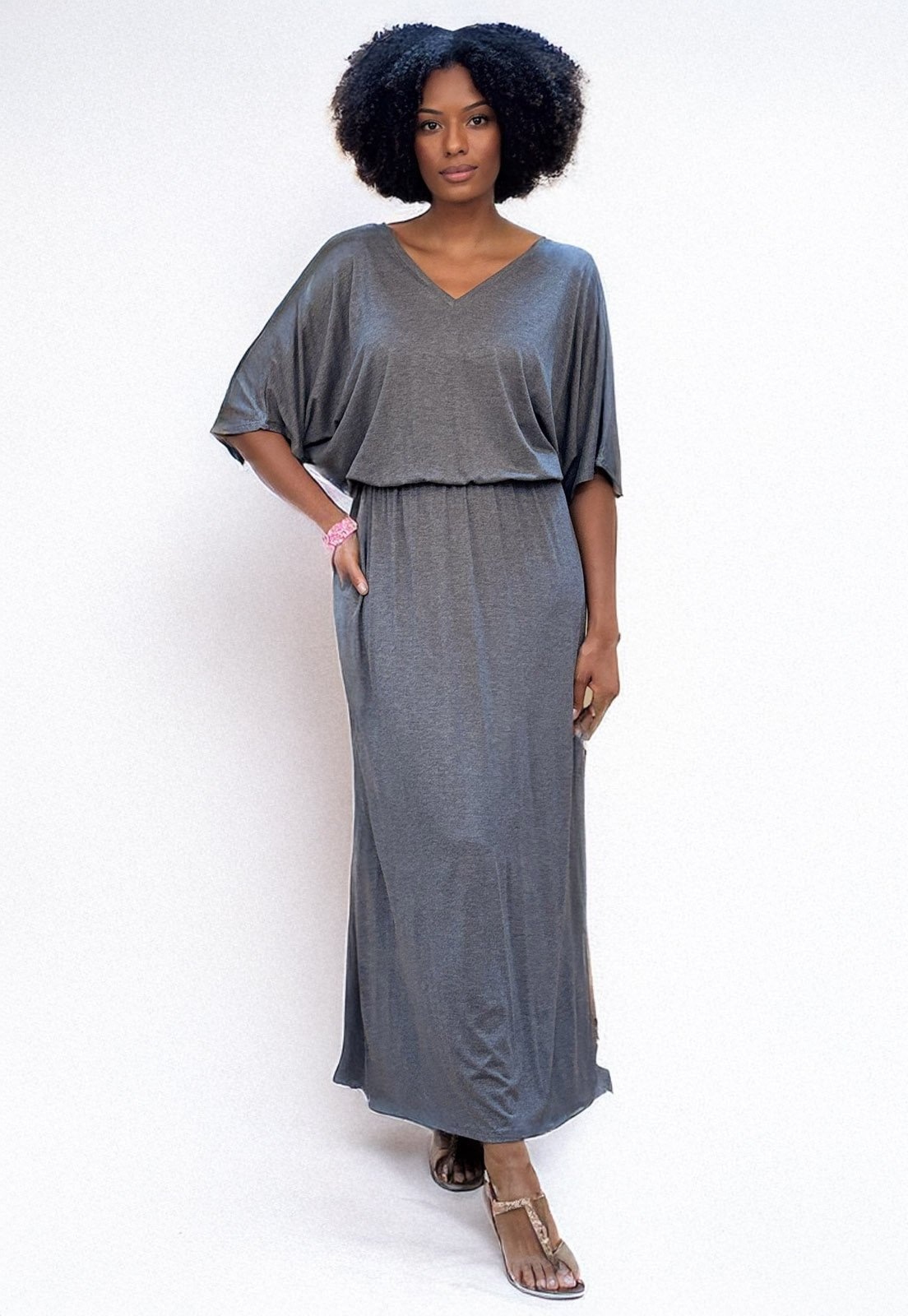 Imagem principal Vestido Longo Plano Estampa Mescla Cabanafree cinza