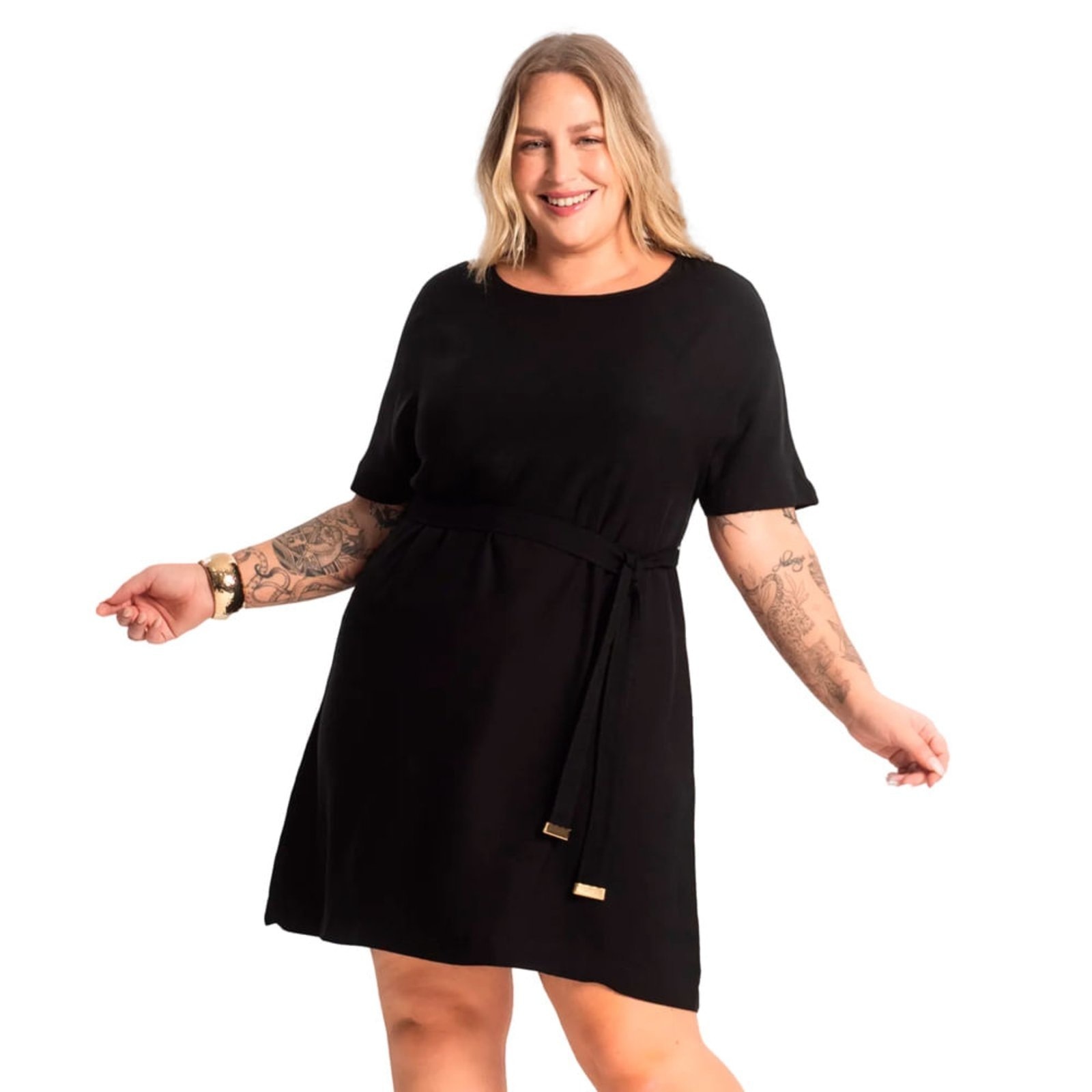 Imagem principal Vestido Feminino Secret Glam Plus Size Curto com Faixa Rovitex preto