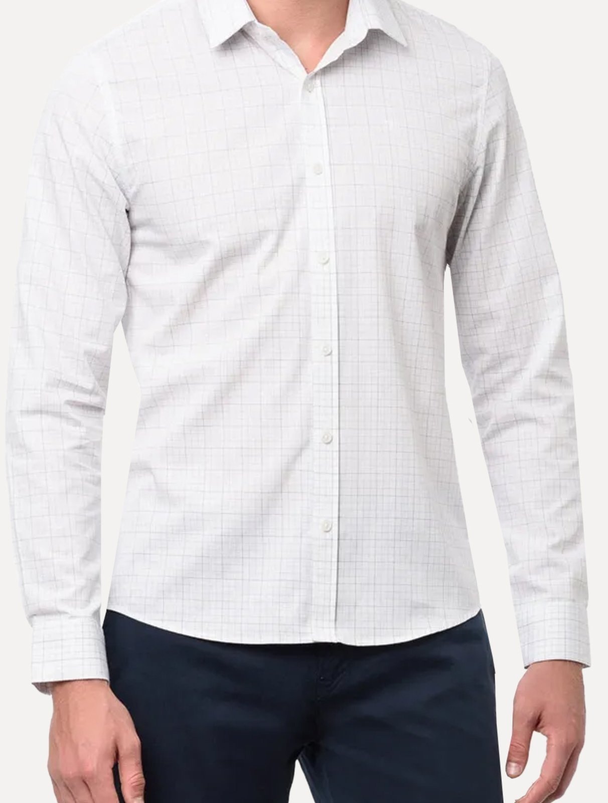 Imagem principal Camisa Calvin Klein Masculina Slim Grid Xadrez Branca Calvin Klein branco