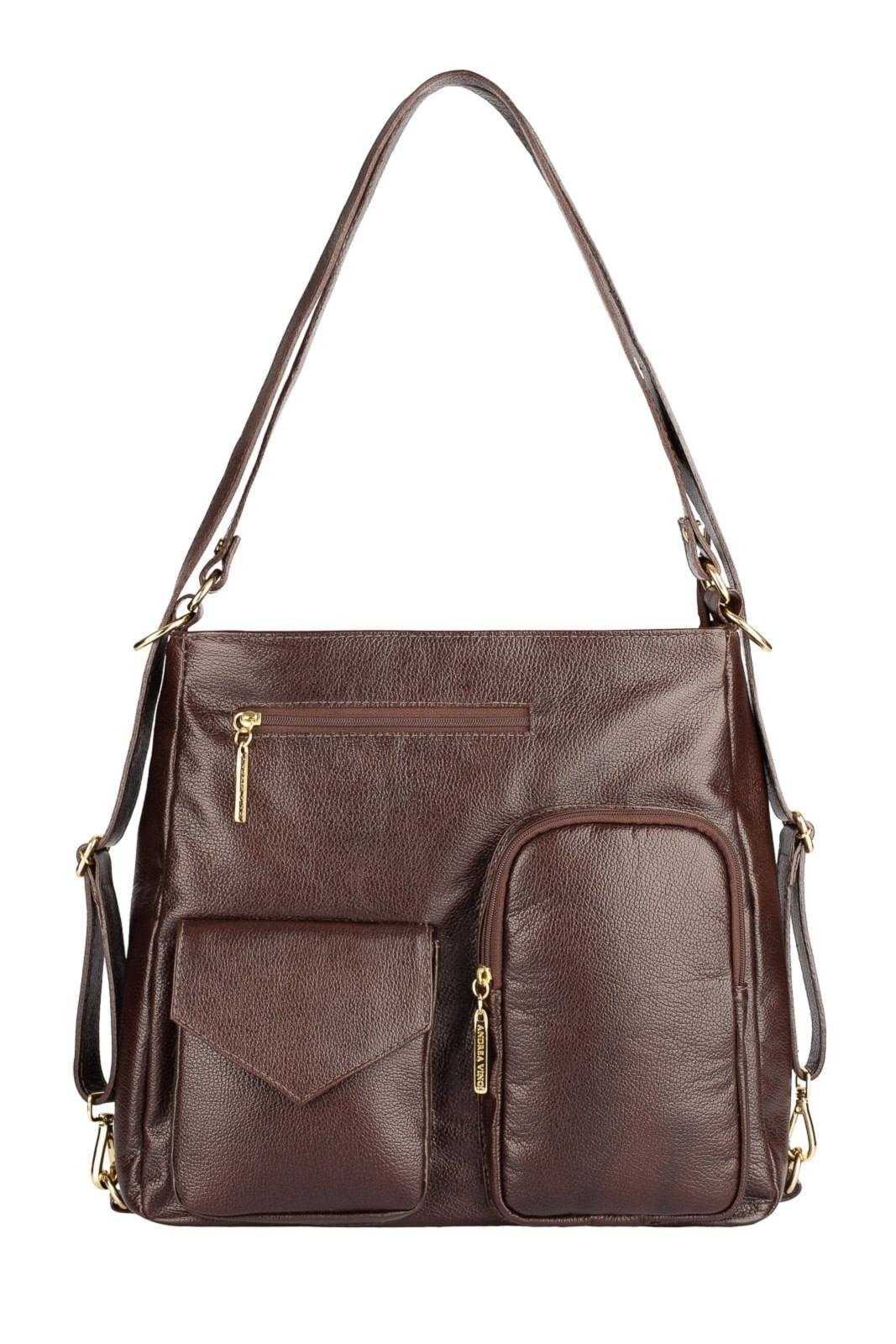 Imagem principal Bolsa mochila de couro liso Érica Andrea Vinci marrom