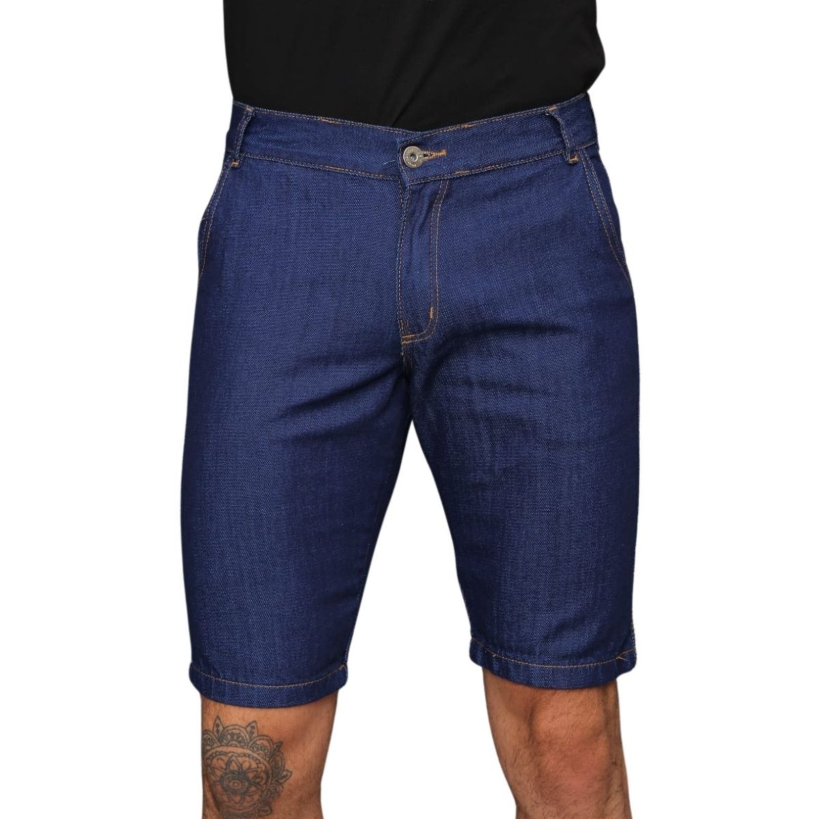 Imagem principal Bermuda Masculina Jeans Escuro Royal Alleppo Jeans Bolso-Faca Alleppo Jeans azul