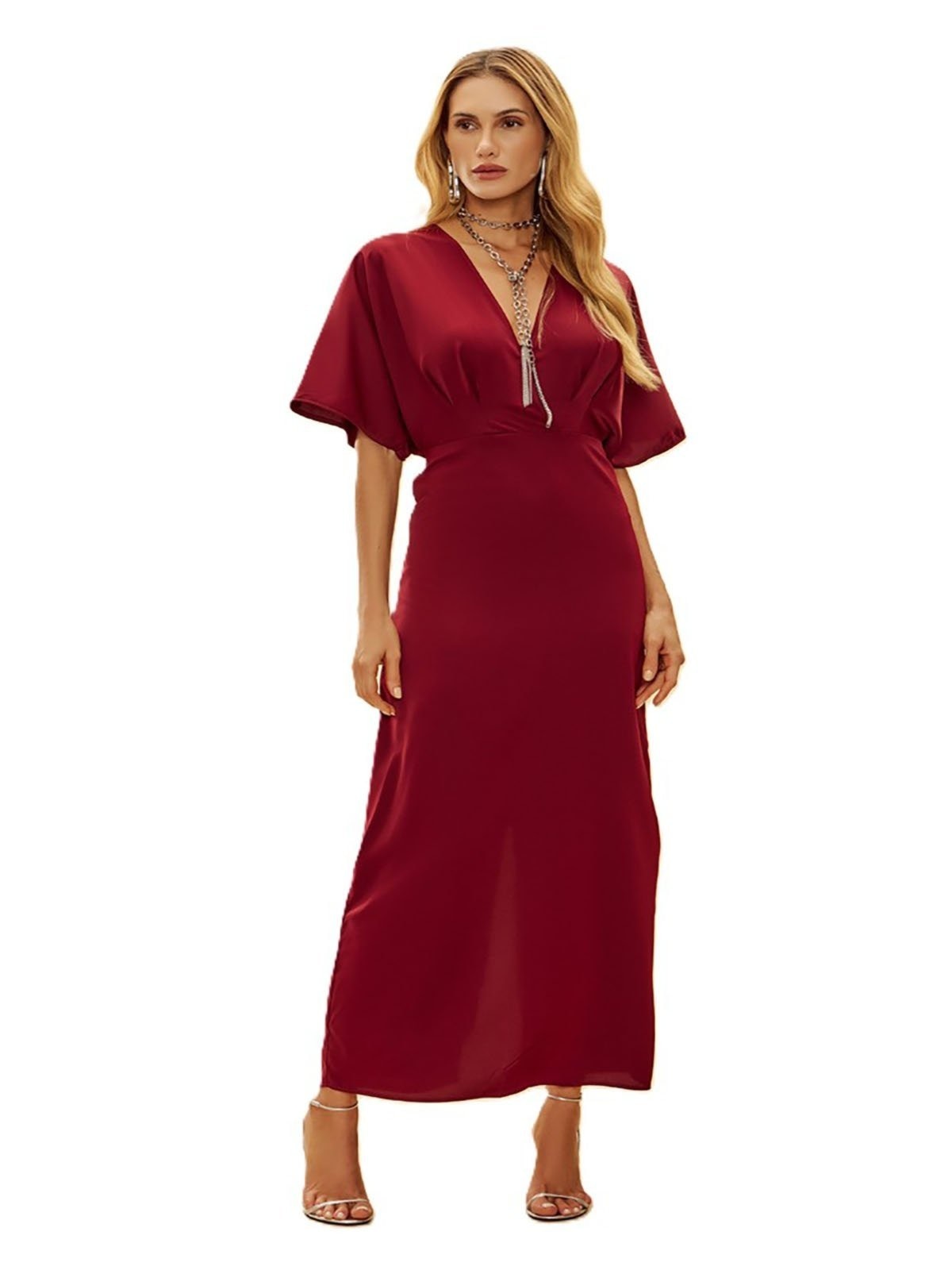 Imagem principal Vestido Dimy decote V Cherry Marsala Dimy vinho