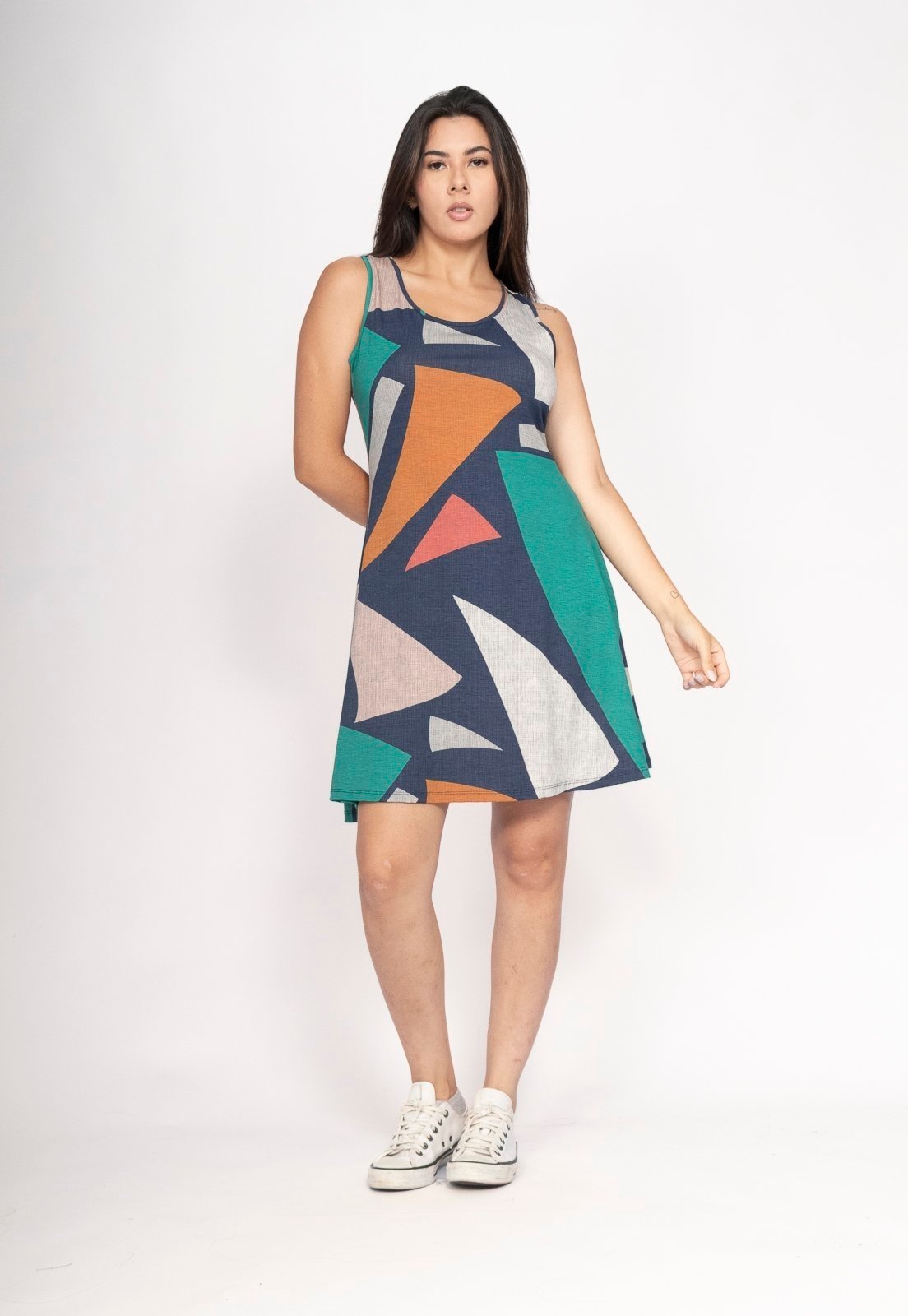 Imagem principal Vestido Amazonia Vital Anahí Curto Regata Estampa Geometrias do Tempo Amazonia Vital estampado