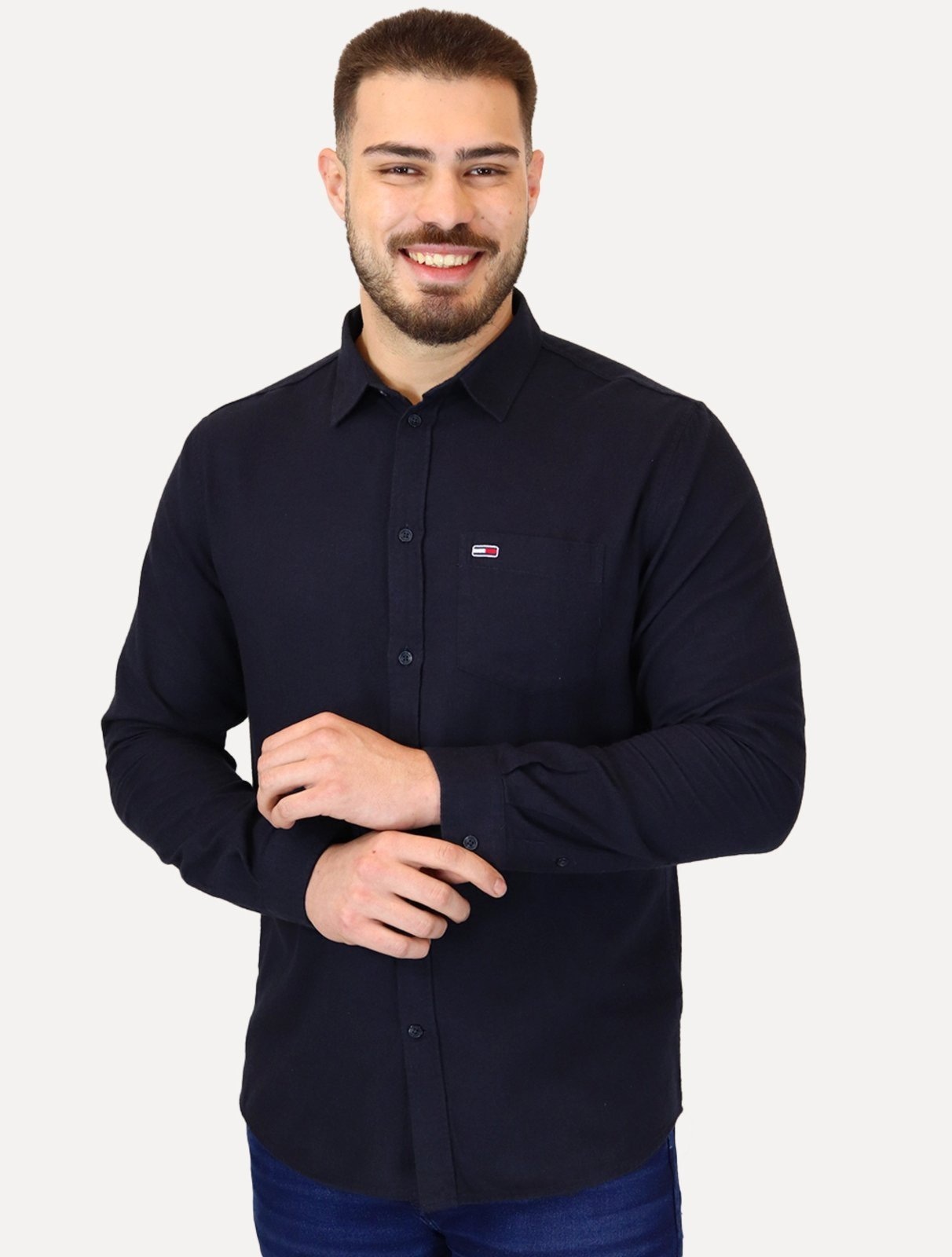 Imagem principal Camisa Tommy Jeans Masculina Regular Flannel Pocket Tommy Jeans azul marinho