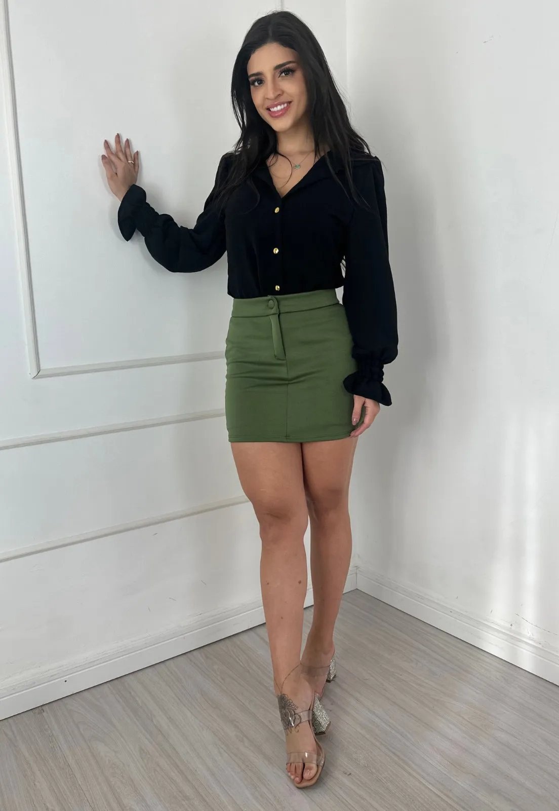 Imagem principal Short Saia Curto Leona Cia do Vestido verde