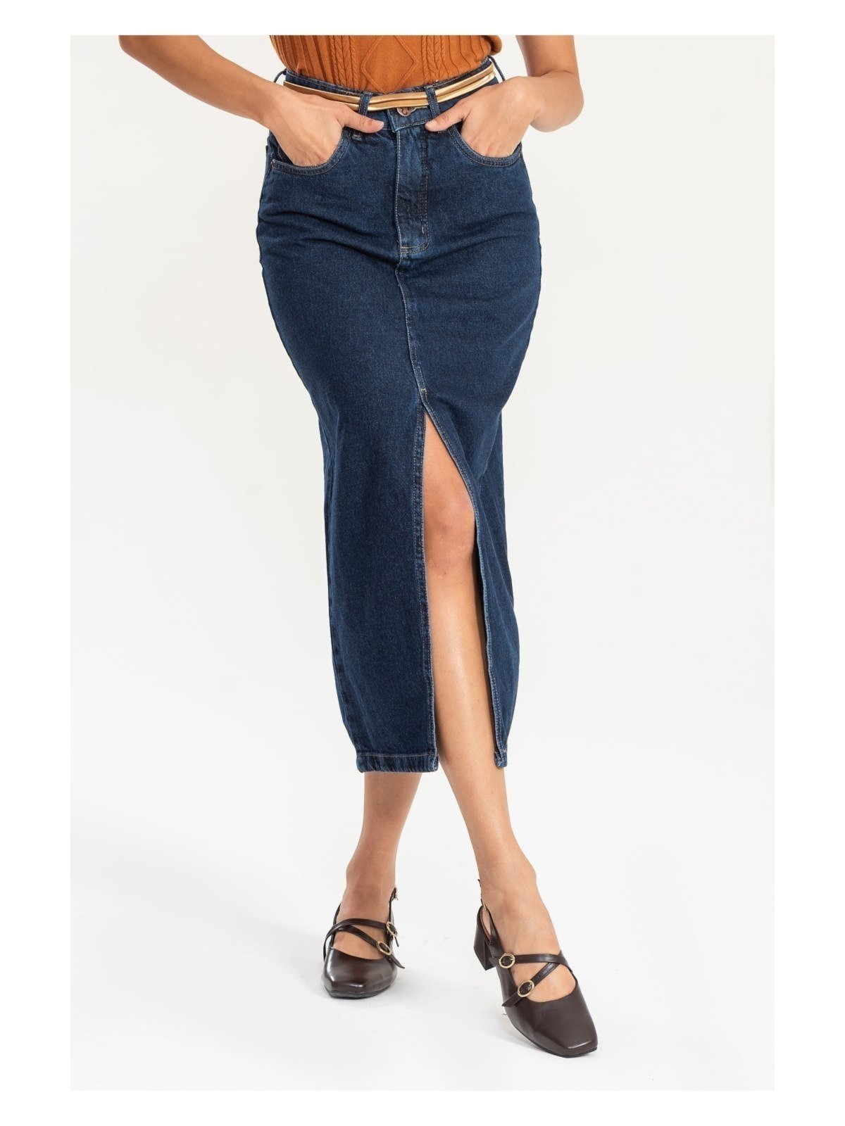 Imagem principal Saia Midi Noah Feminina Escuro NEW DENIM jeans