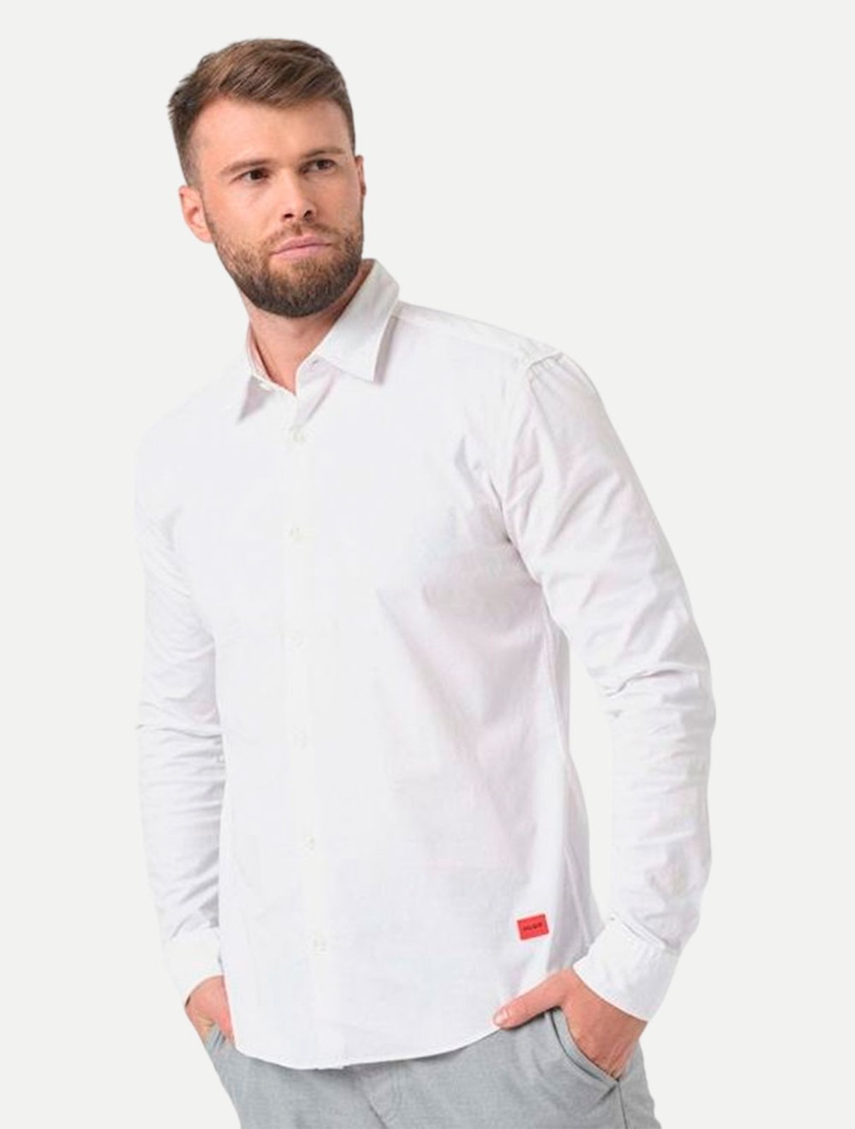 Imagem principal Camisa Hugo Boss Masculina Slim Fit Ermo ML Off White Hugo Boss off-white white
