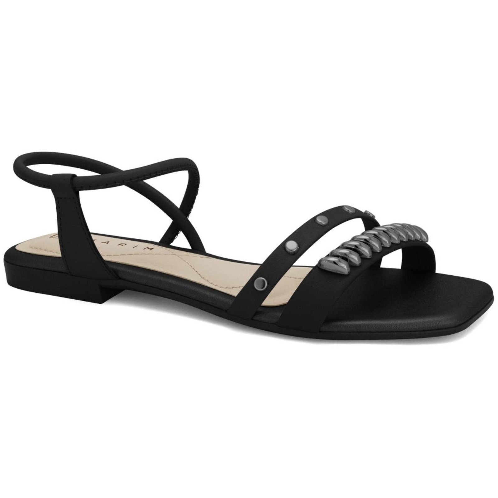 Imagem principal Sandália Rasteira Feminina Preta Elástico Ramarim 2525103-2 RAMARIM preto