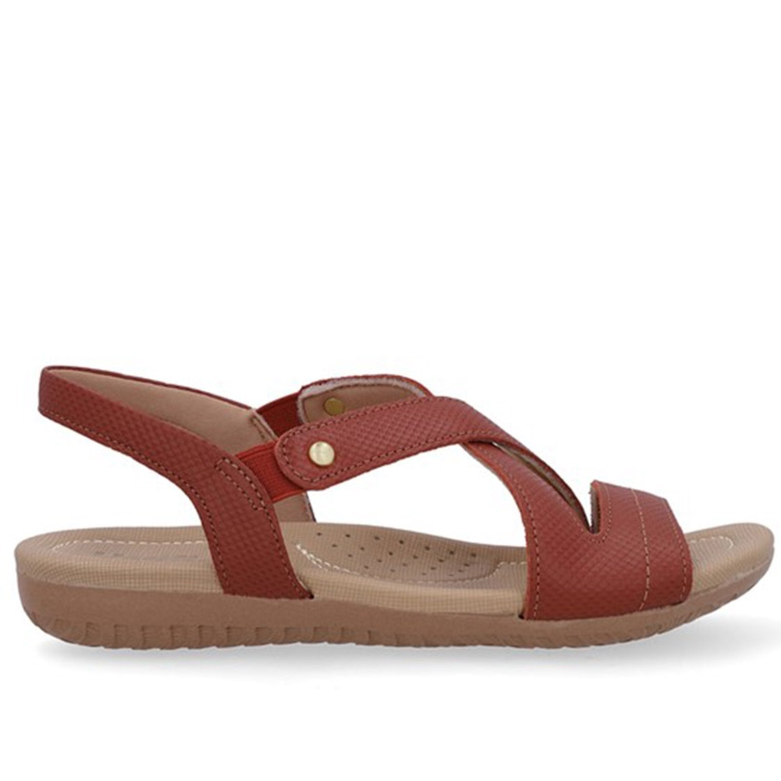 Imagem principal Sandália Usaflex Rasteira Couro Elastico Conforto R1804 Terracota - 168 Usaflex marrom