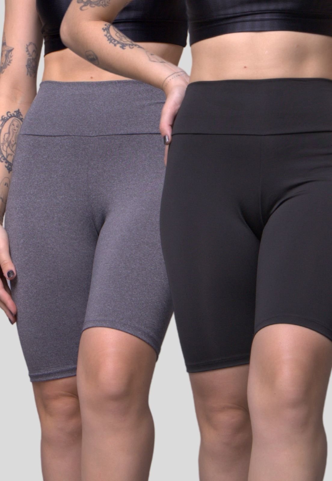 Imagem principal Kit 2 Bermudas Ciclista Suplex Short Cintura Alta De Academia Fitness Multicolorido VEKYO cinza/preto