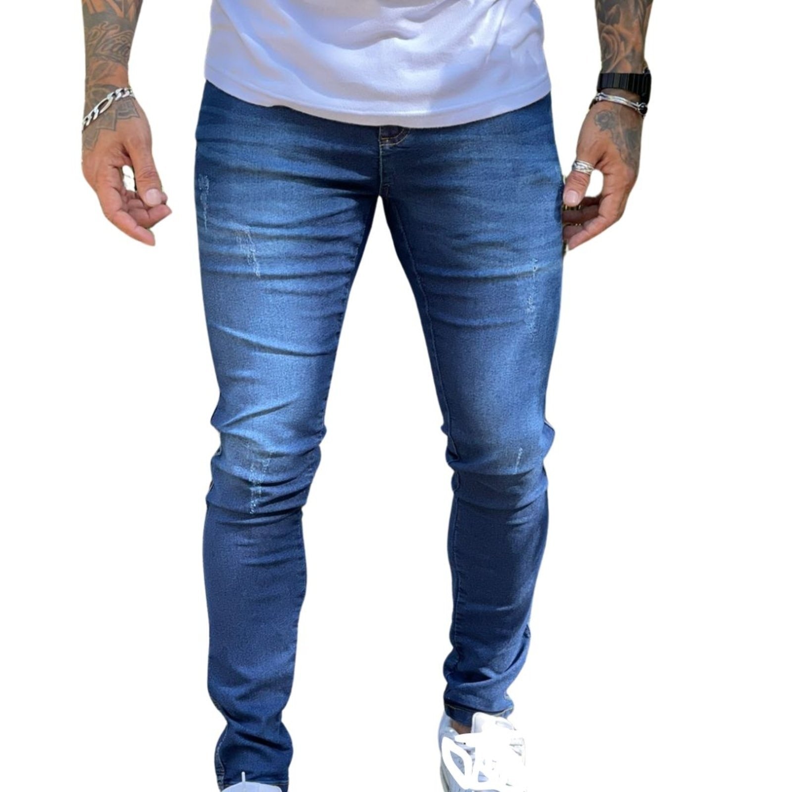 Imagem principal Calça Masculina Jeans Com Detalhe em Puido Alleppo Jeans azul