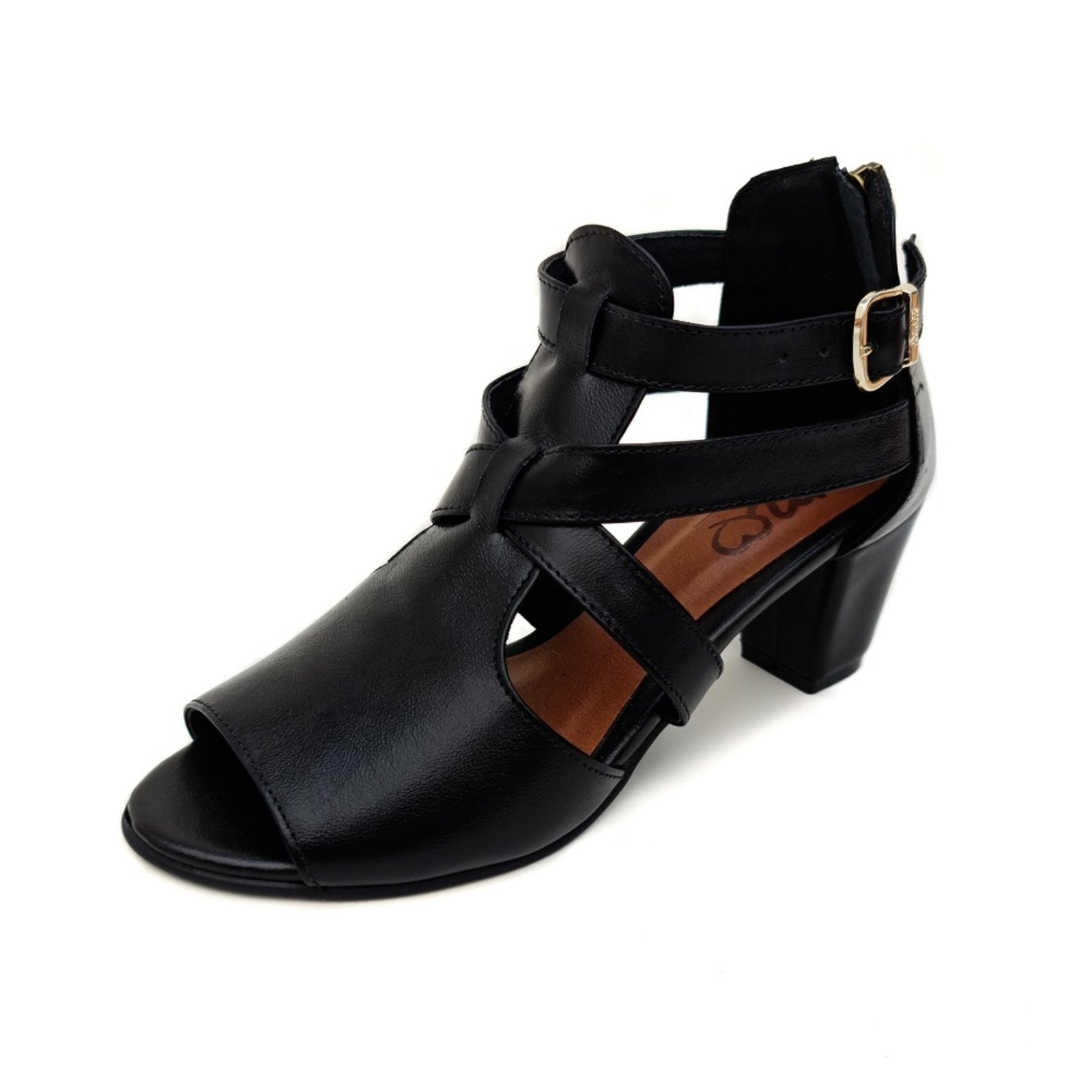 Imagem principal Sandália Couro Ankle Boot Amo Calçados Sophia Preta Amo Calçados preto