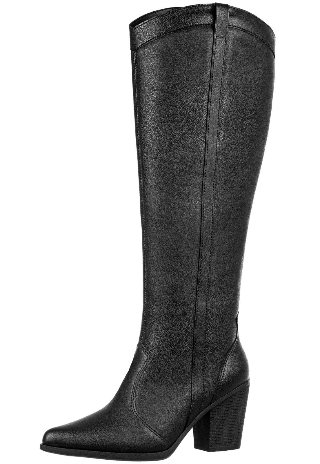 Imagem principal Bota Feminina Western Texana Country Cano Alto Bico Fino Preta Gigil preto