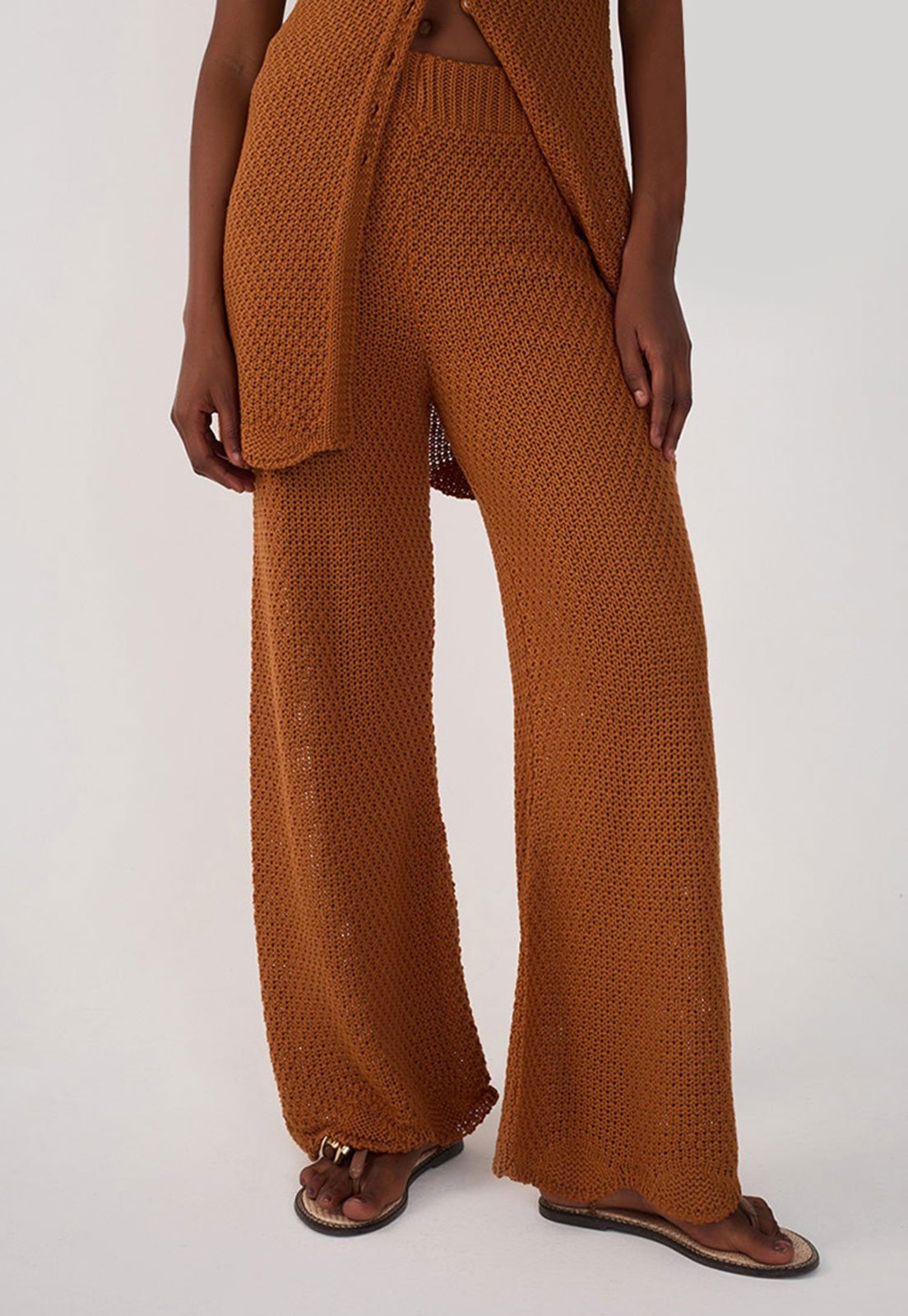 Imagem principal Calça Tricot Dress To Pantalona Barra Ondinha Dress to caramelo