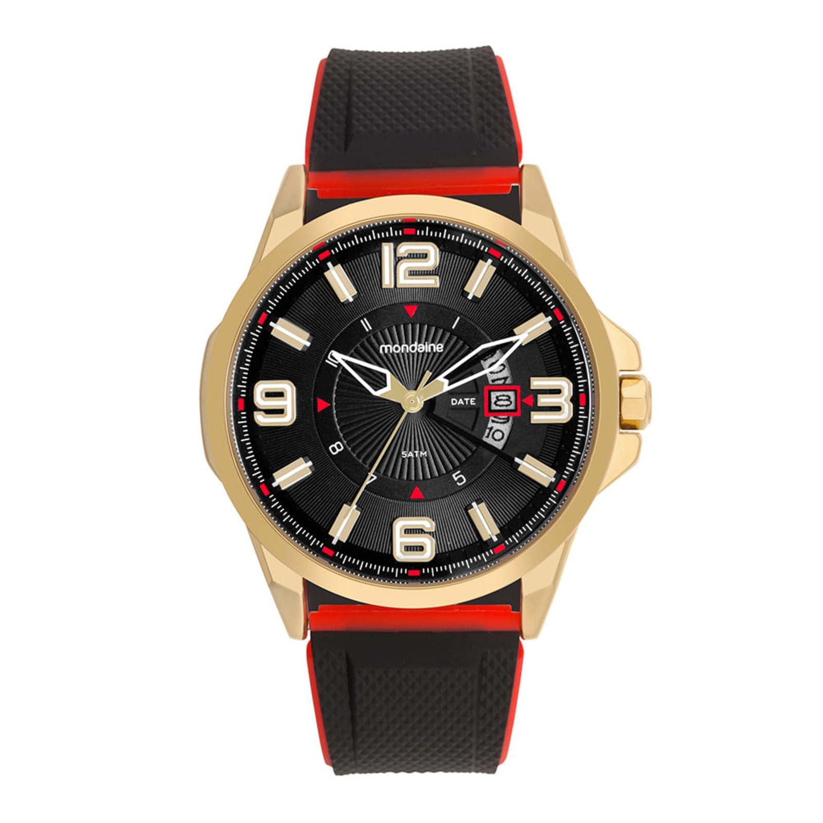 Imagem principal Relógio Masculino Mostrador em 3D Calendario Dourado Mondaine preto