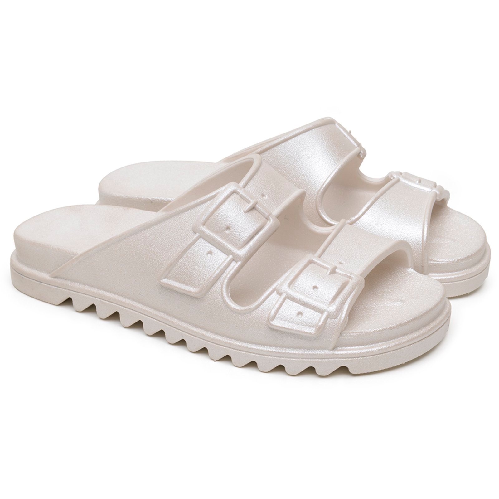 Imagem principal Chinela Feminina Casual Anna Andrade Sandália Slide Elegante Verão Conforto Metalizada Anna Andrade prata